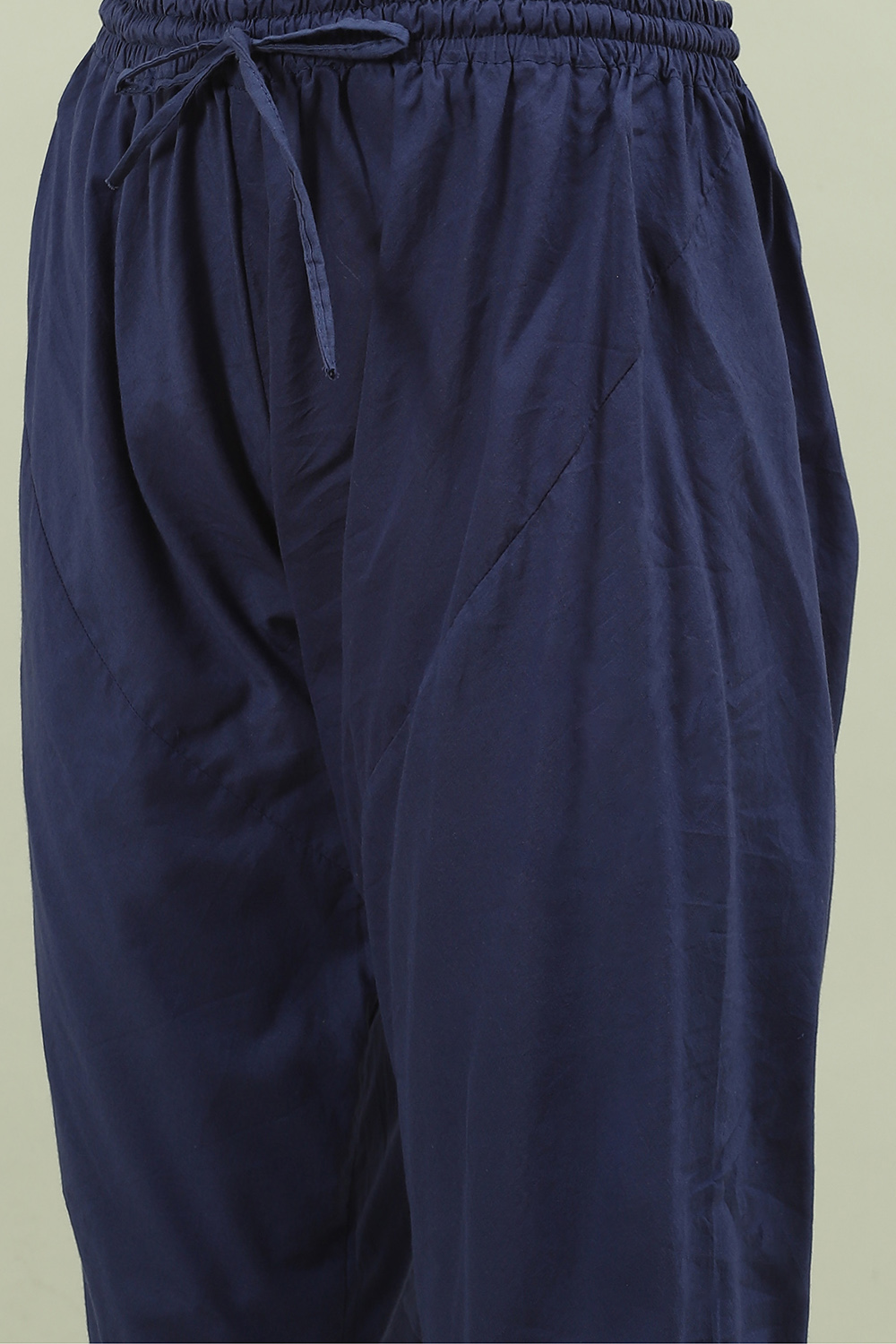 Navy Blue Cotton Anarkali Kurta Churidar Suit Set image number 2