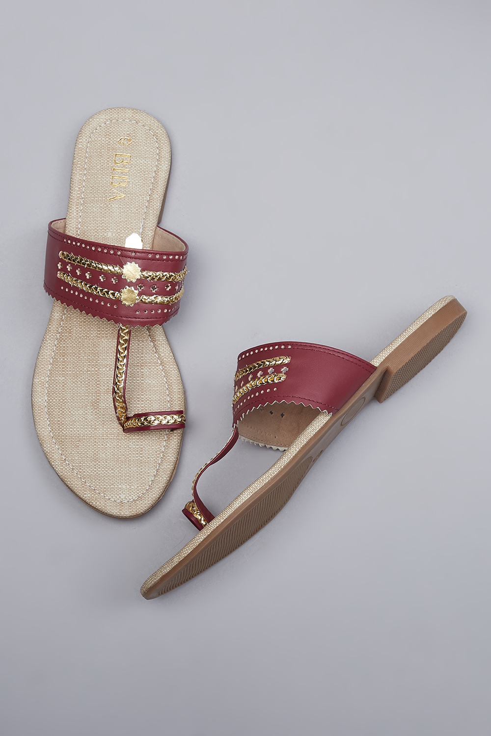 Maroon Kohlapuri Sandal image number 2