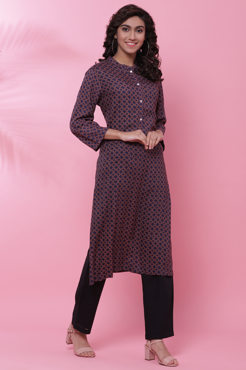 Blue Rayon A-Line Kurta image number 3