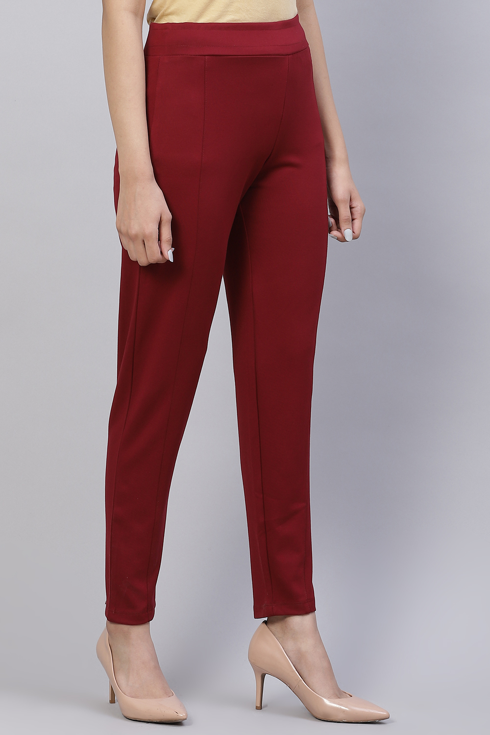 Navy Straight Poly Viscose Leggings image number 2