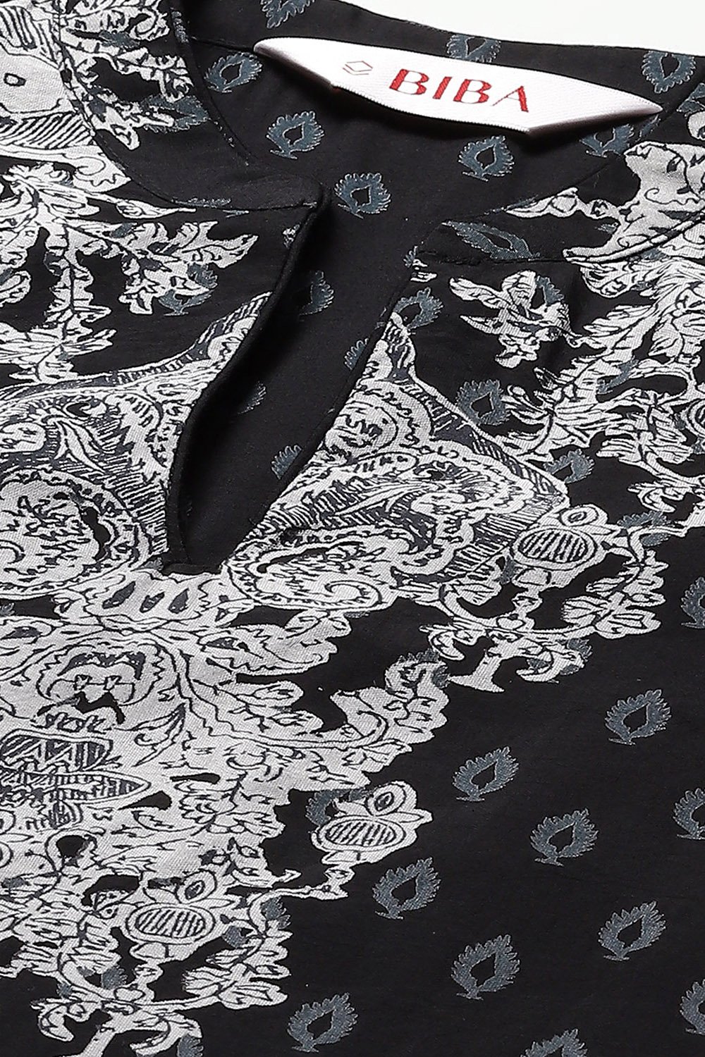 Black Poly Viscose Straight Printed 2 Piece Set image number 1