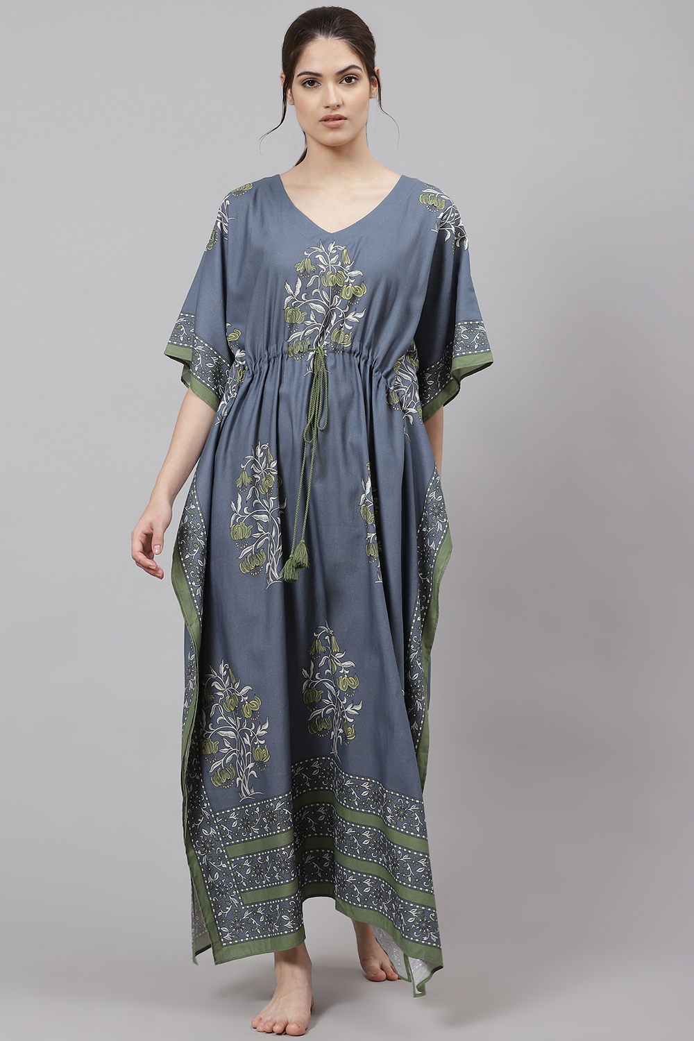 Grey Straight Cotton Printed Sleepwear image number 0