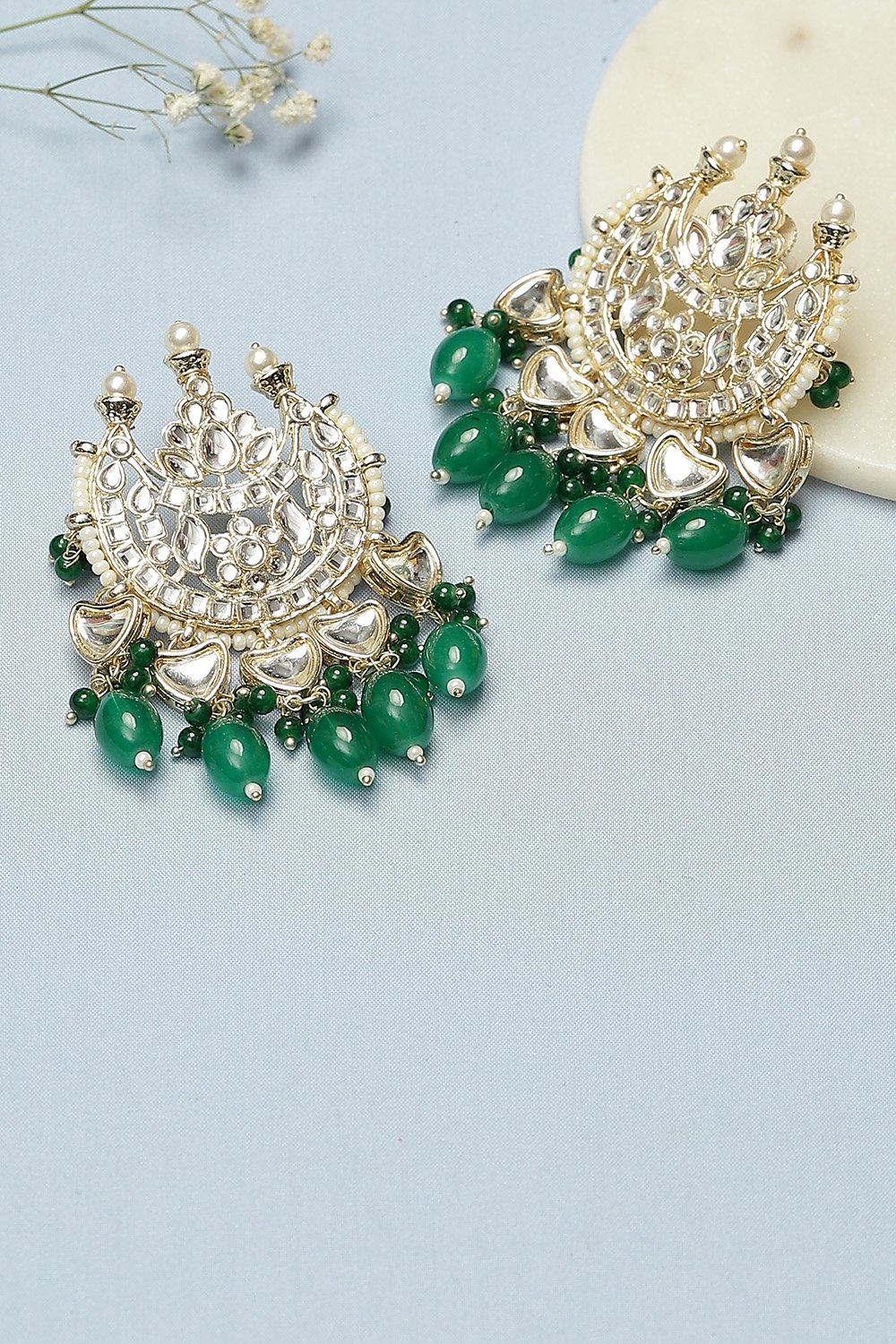 Green Alloy Earrings image number 0