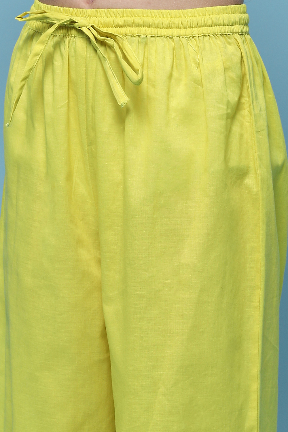 Yellow Cotton Flared Suit Set image number 2