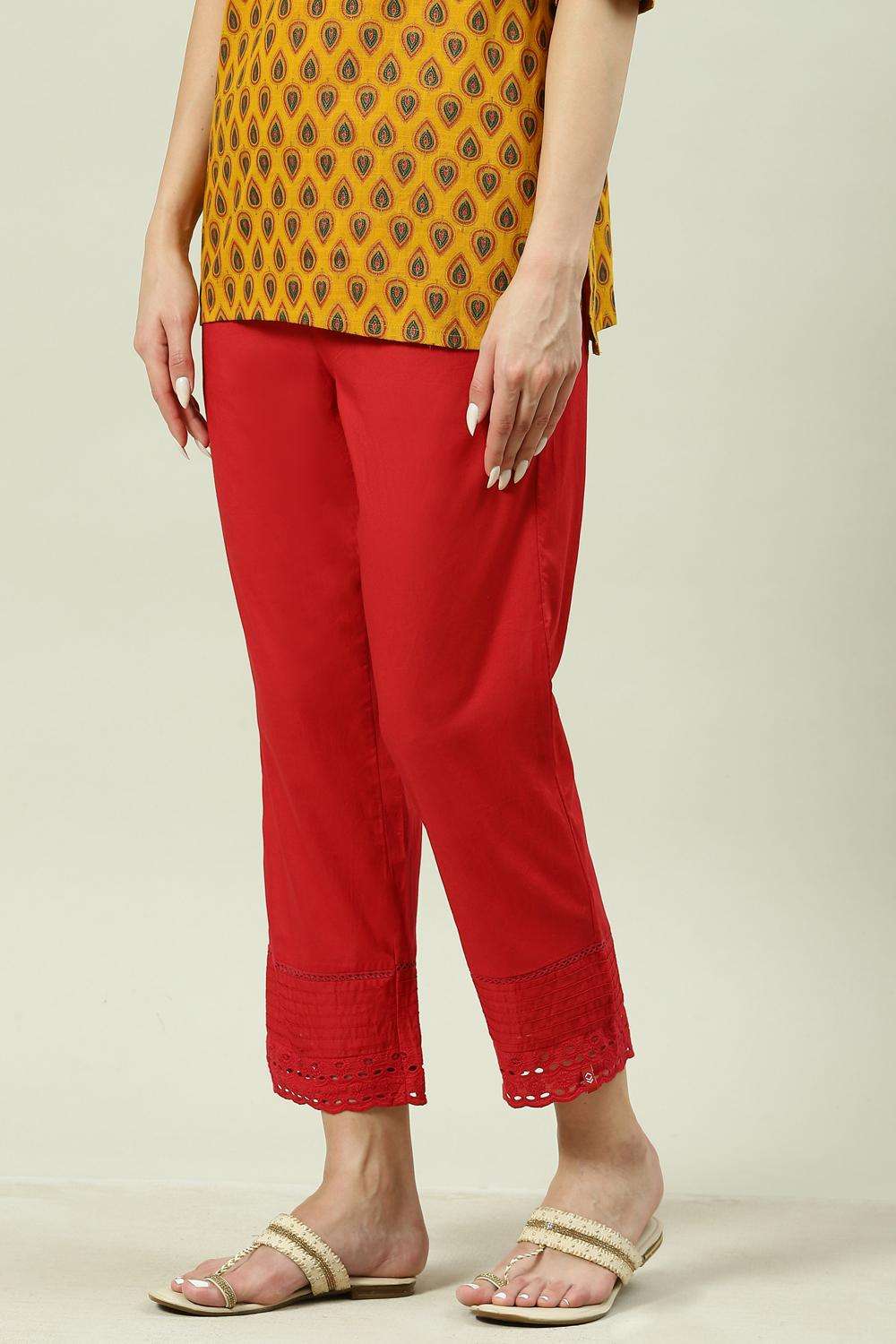 Off White Cotton Regular Pants image number 2