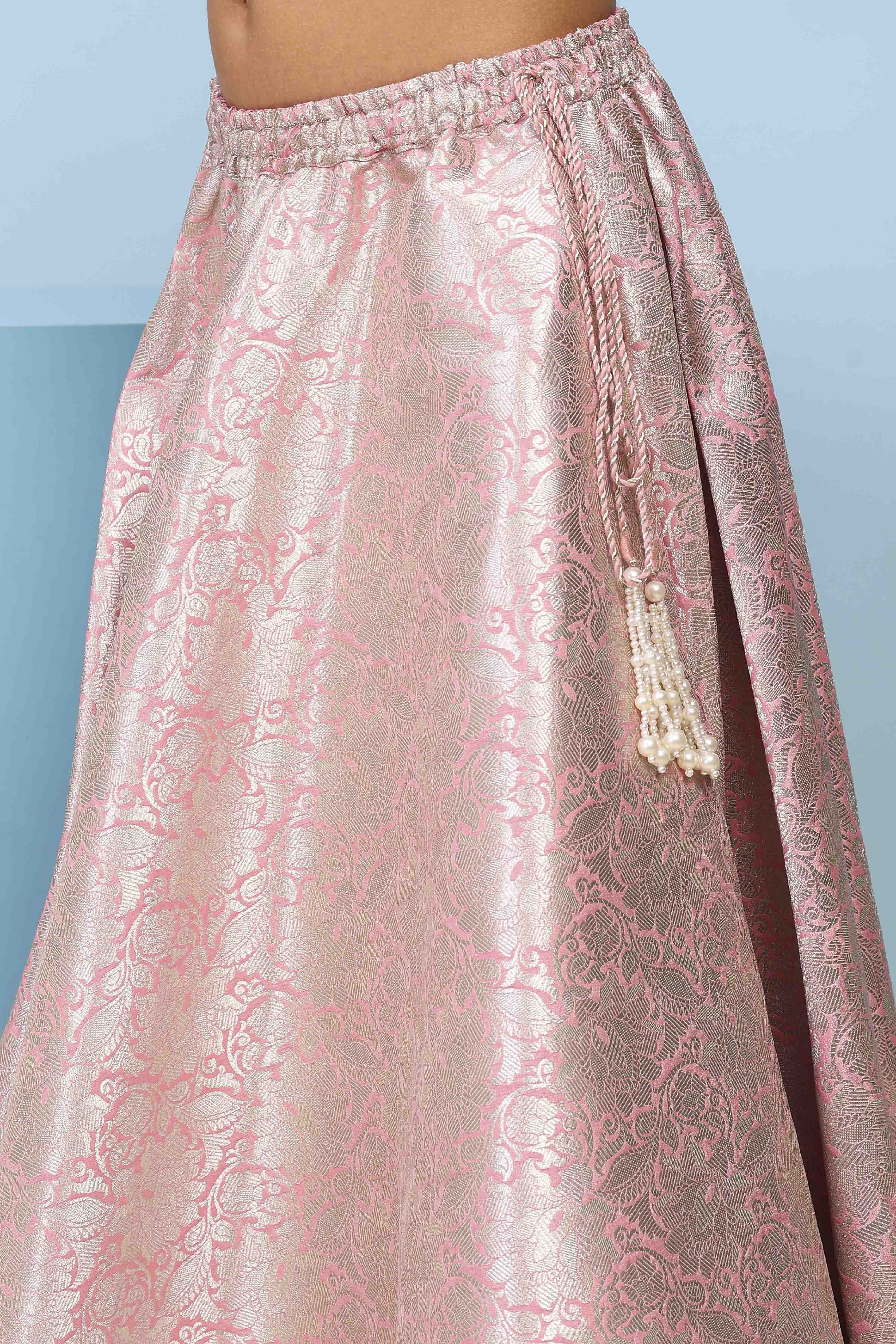 Lilac Polyester Flared Lehenga Set image number 2