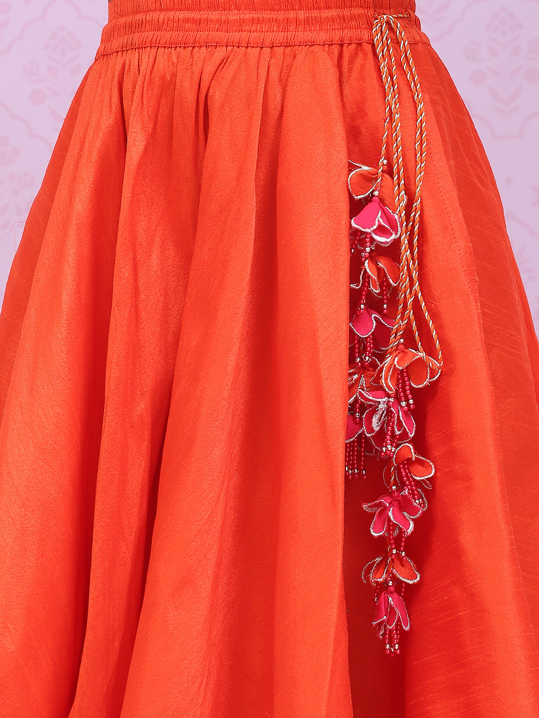 Orange Viscose Blend Lehenga Set image number 2