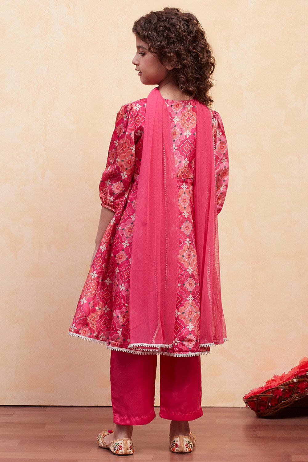 Coral Pink Polyester Flared Suit Set image number 4