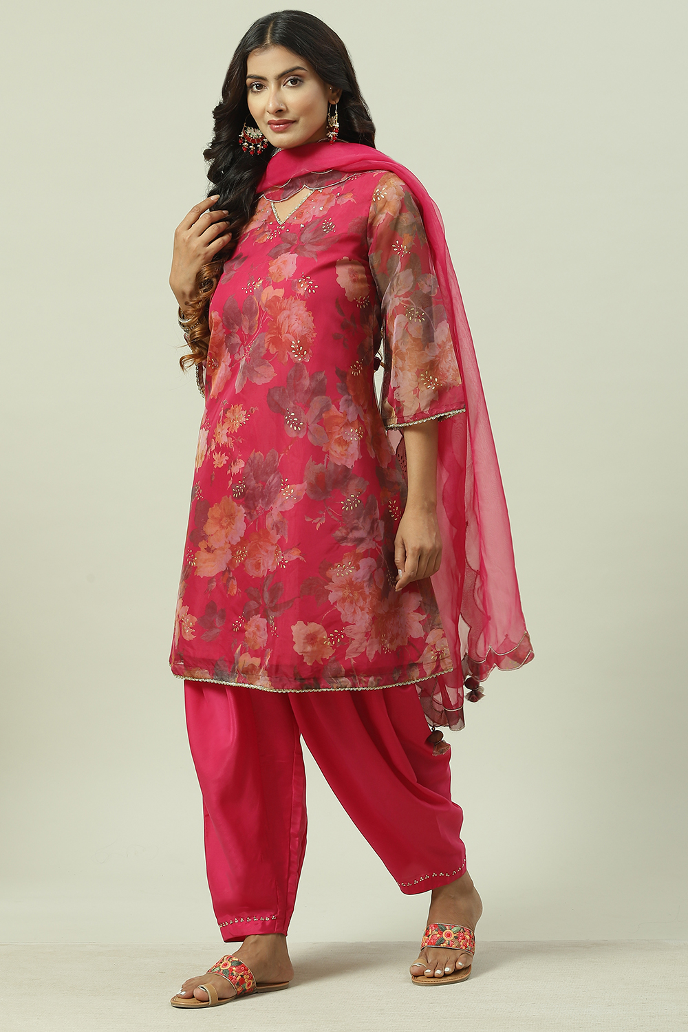 Magenta Art Silk Straight Kurta Salwar Suit Set image number 5
