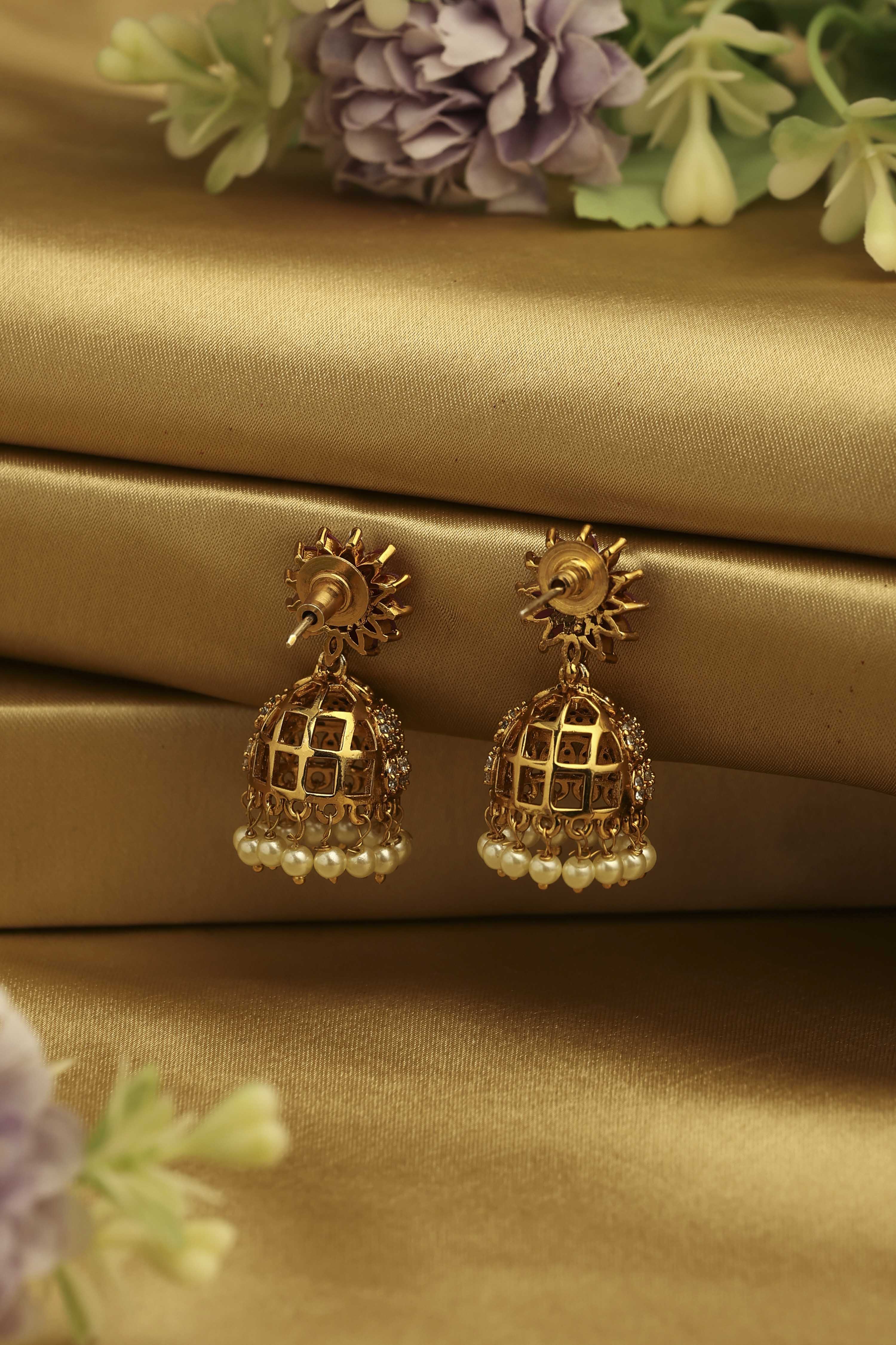 Pink Brass Jhumka image number 2