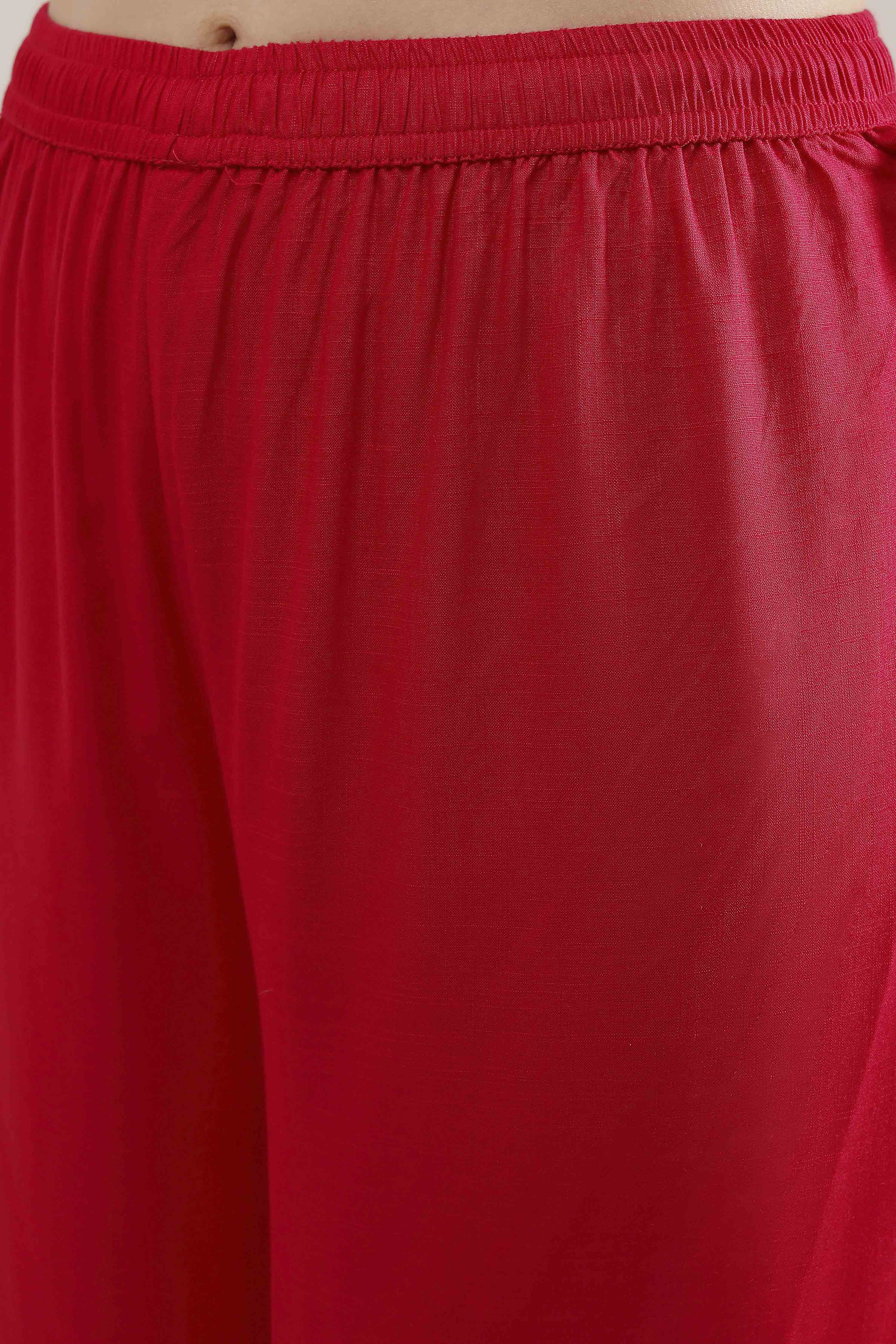 Fuchsia Solid Straight Suit Set image number 2