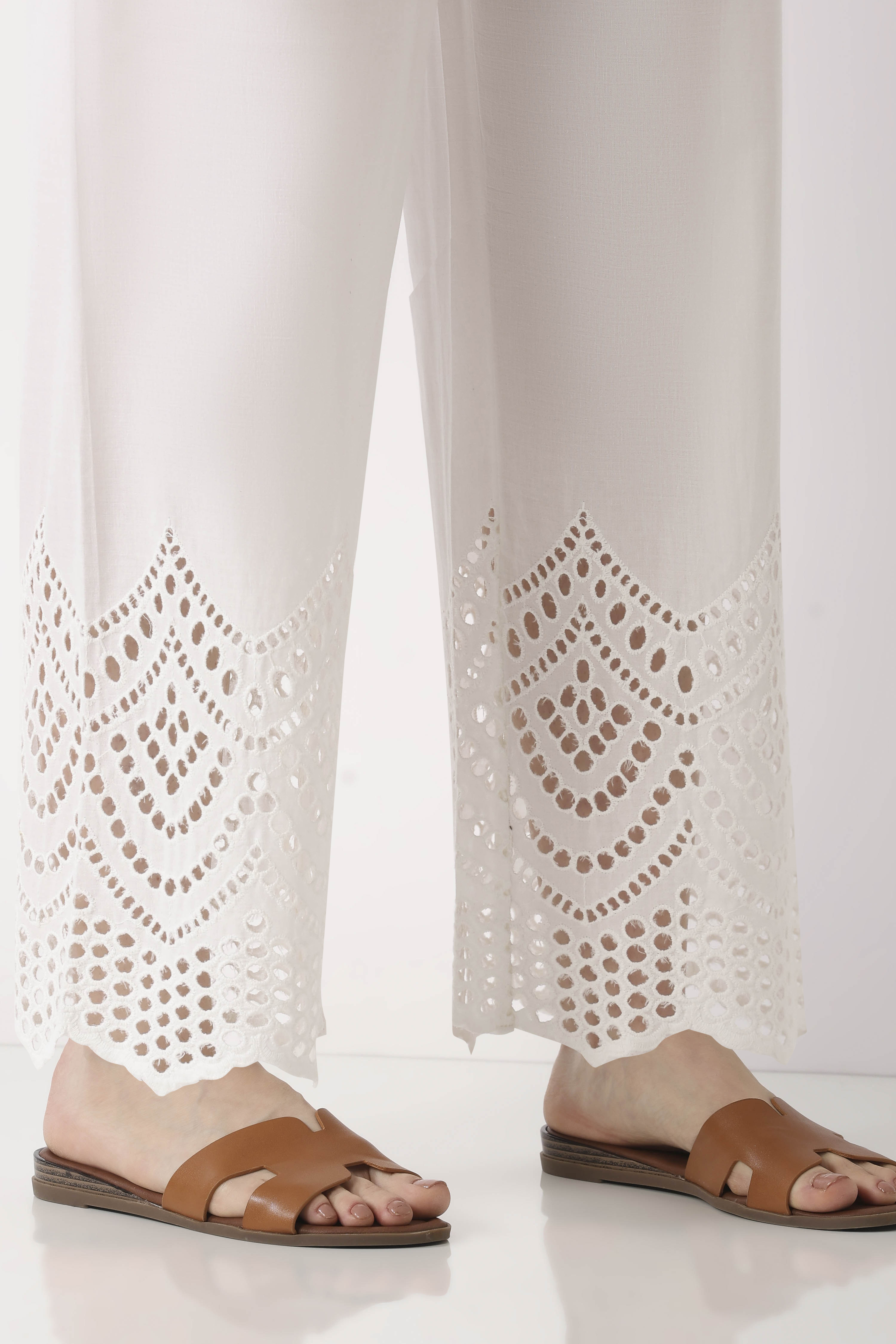 Grey Cotton Straight Palazzos image number 6