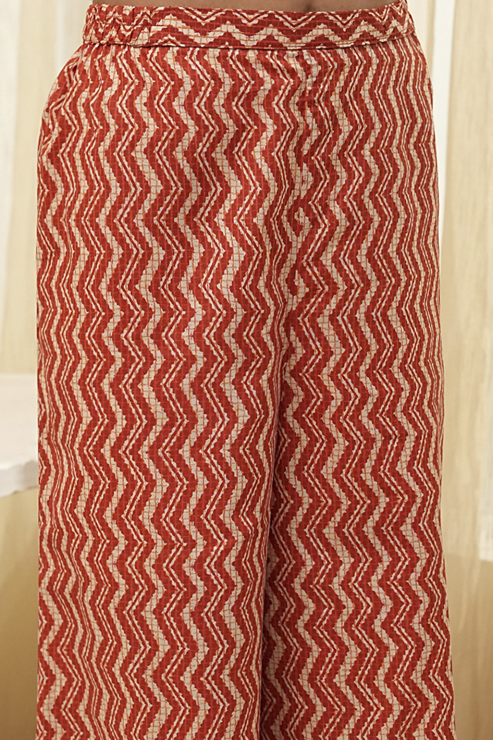 Rust Pure Cotton Printed Kurta Set image number 2
