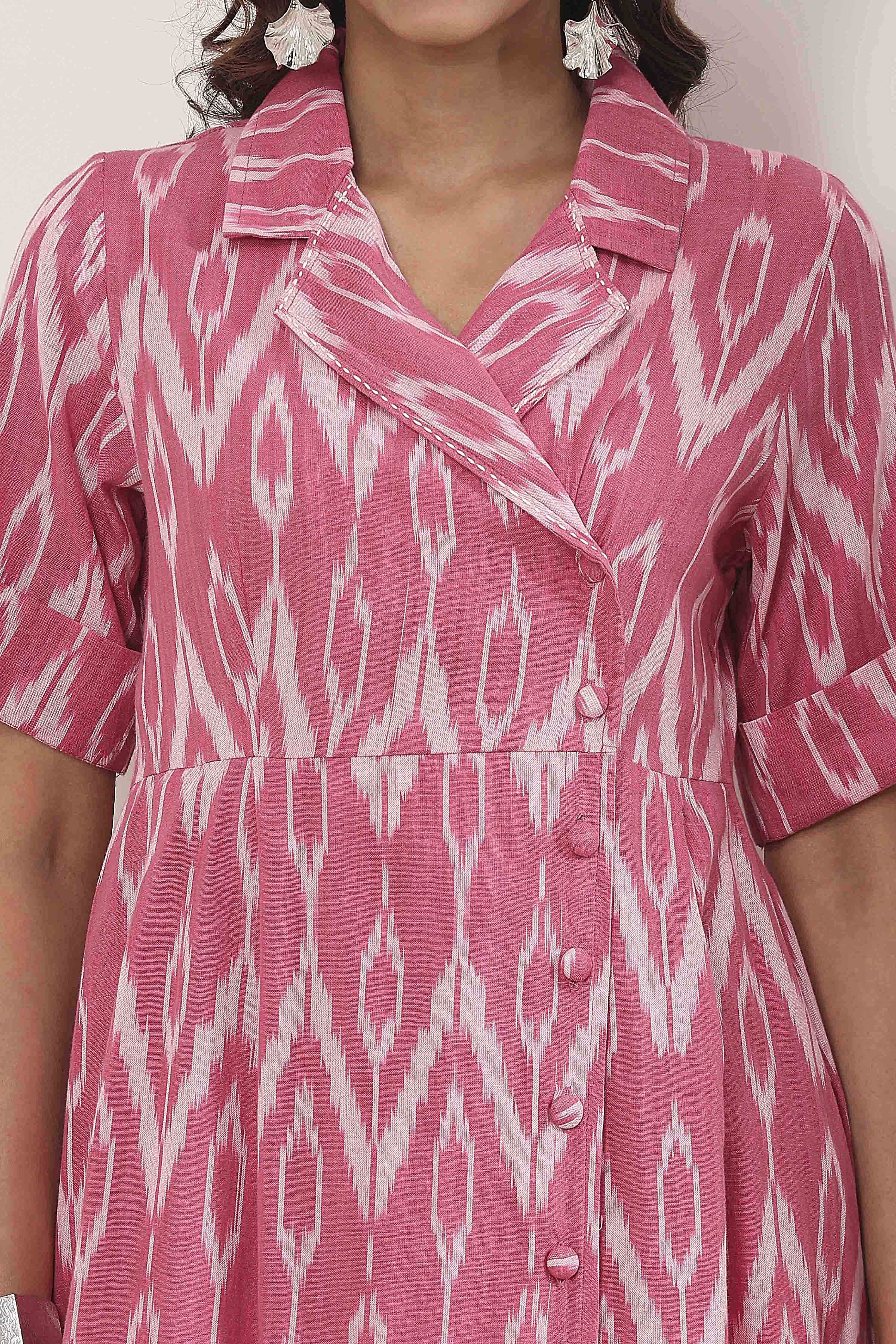 Pink Cotton Flared Dress image number 1