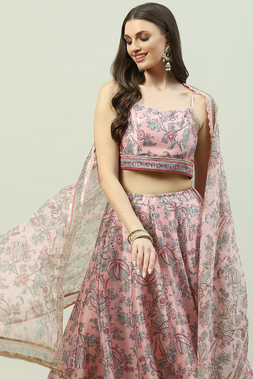 Soft Pink Art Silk Lehenga Set image number 0