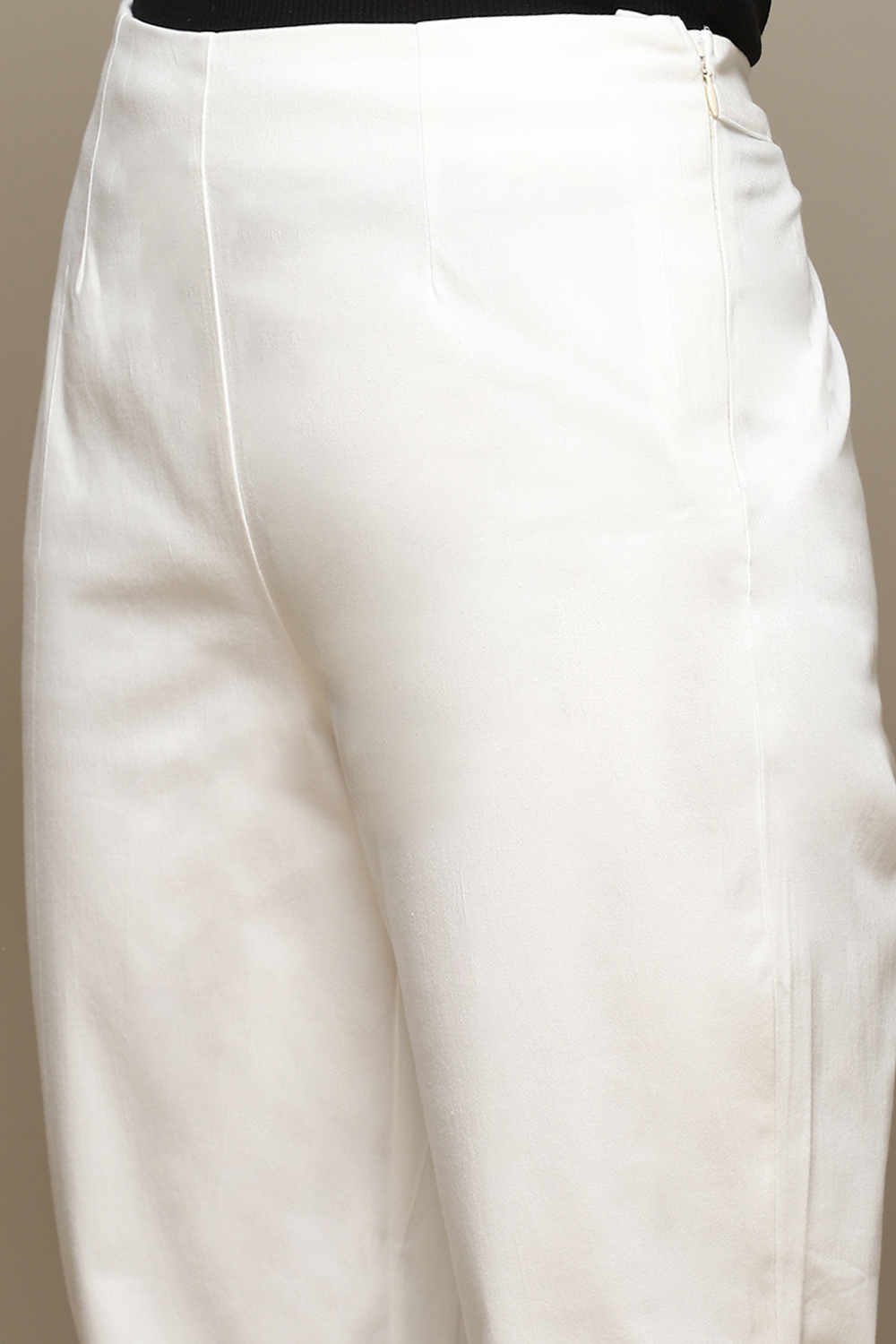 Beige Cotton Blend Slim Pant image number 1