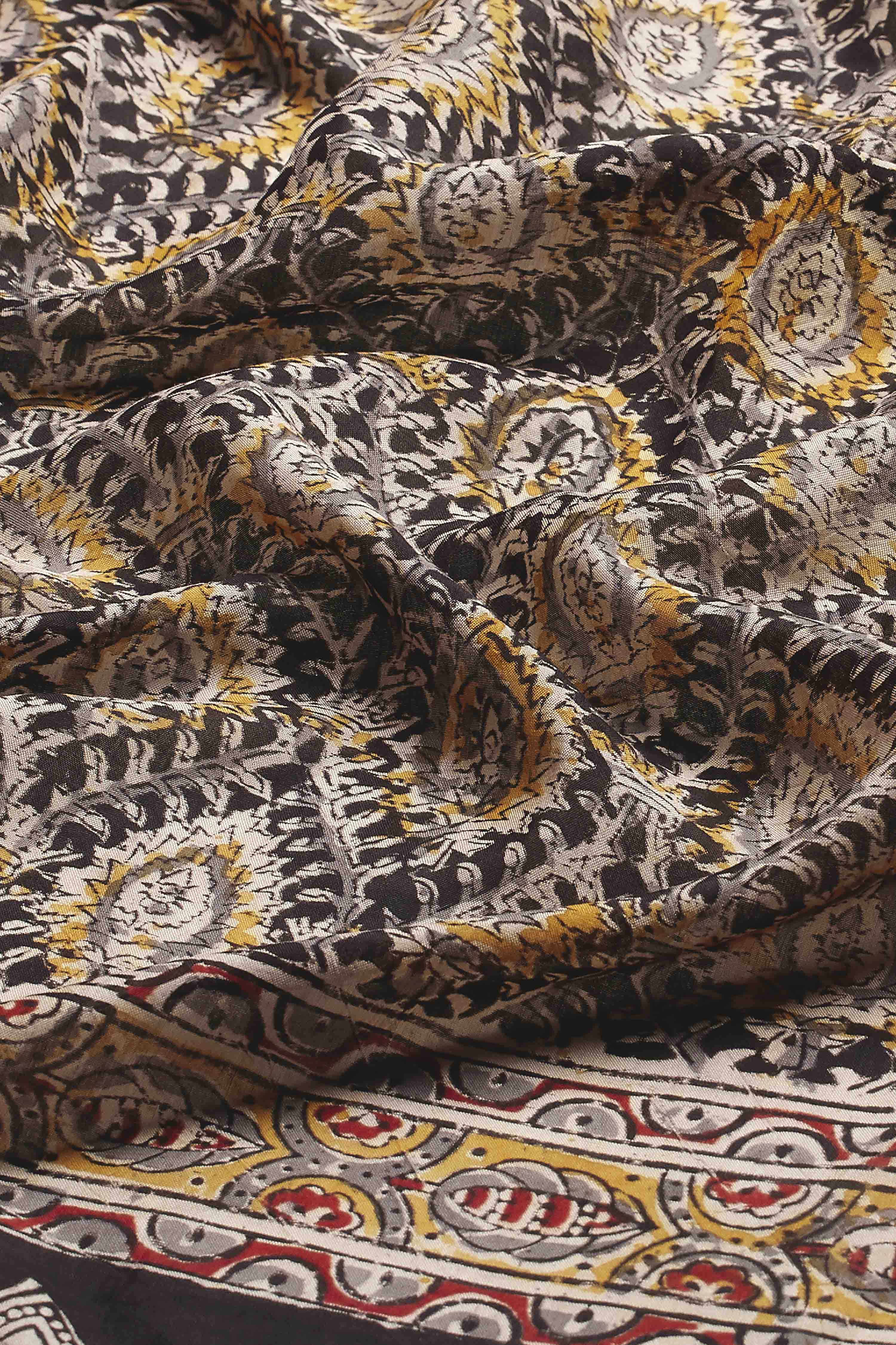 Black Chennur Silk Geometric Print Dupatta image number 2