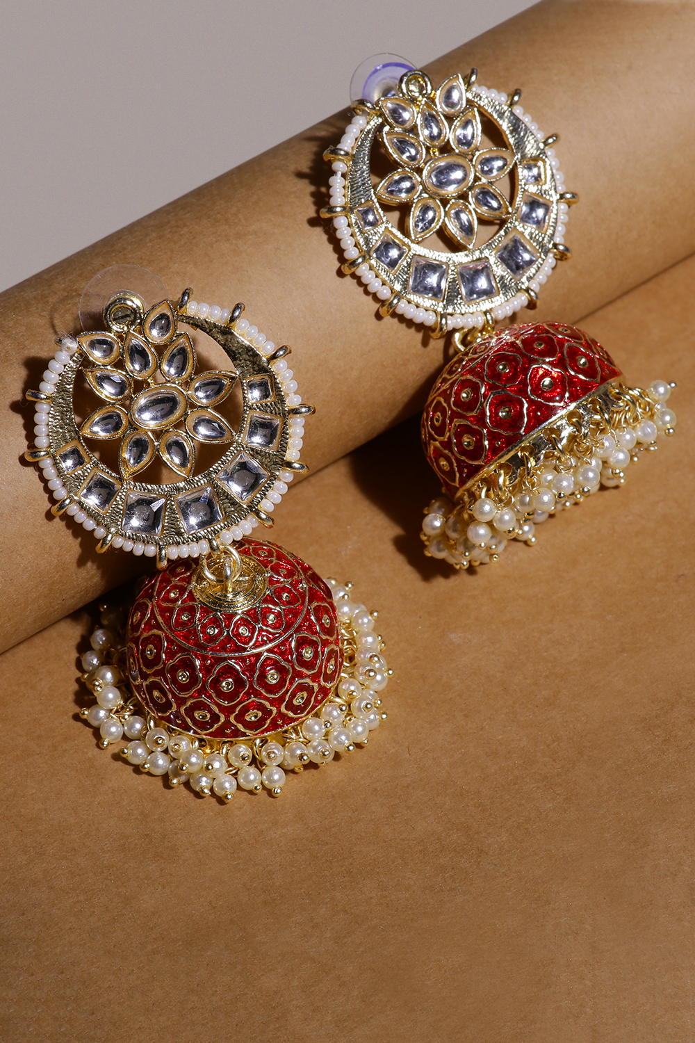 Blue Kundan Jhumkas image number 2