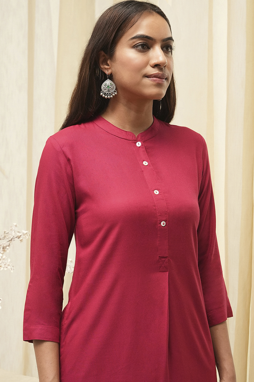 Navy Rayon Straight Kurta Palazzo Suit Set image number 6