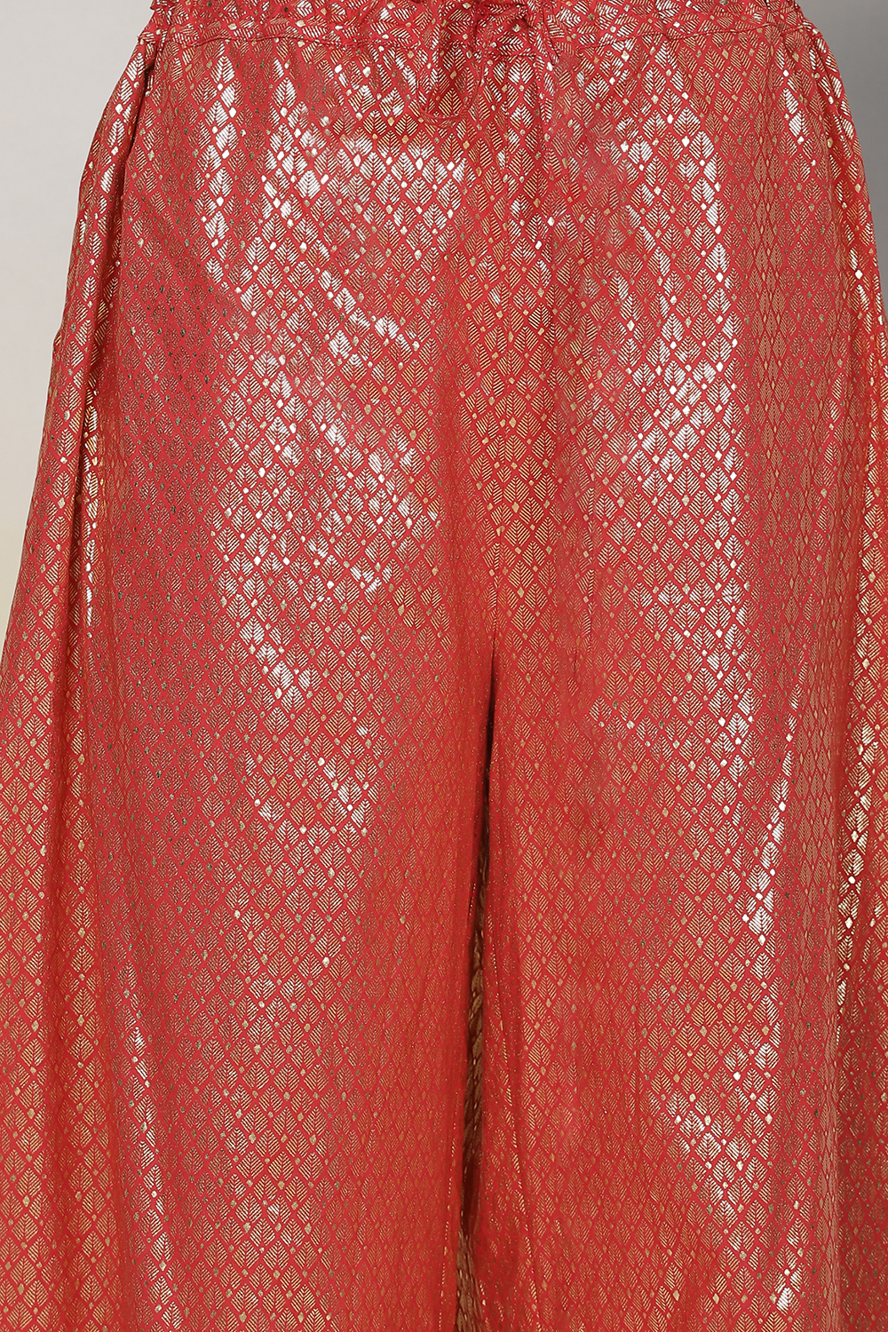 Red Straight Cotton Straight Kurta Palazzo Suit Set image number 3