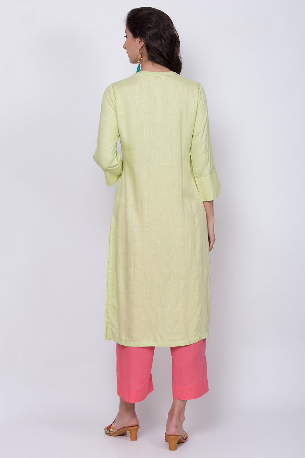 Mint Green Rayon Straight Kurta image number 4