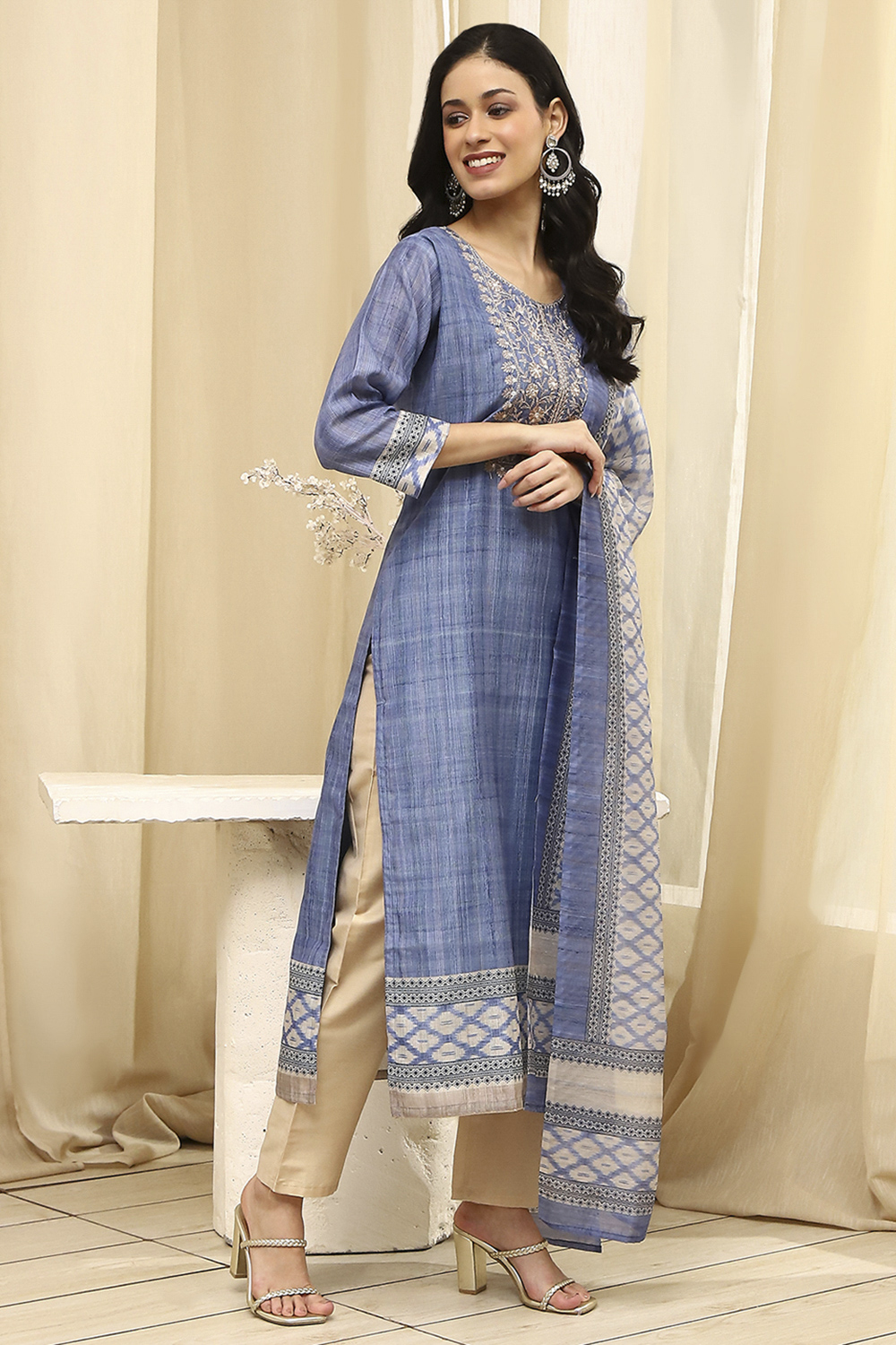 Pink Cotton Machine-Embroidered Unstitched Suit Set image number 5