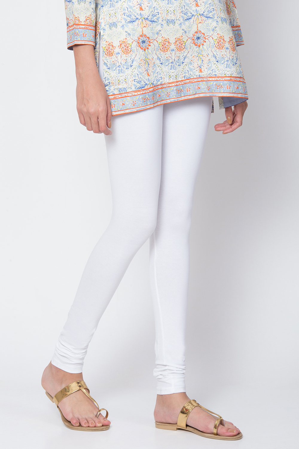 Beige Cotton Solid Churidar image number 0