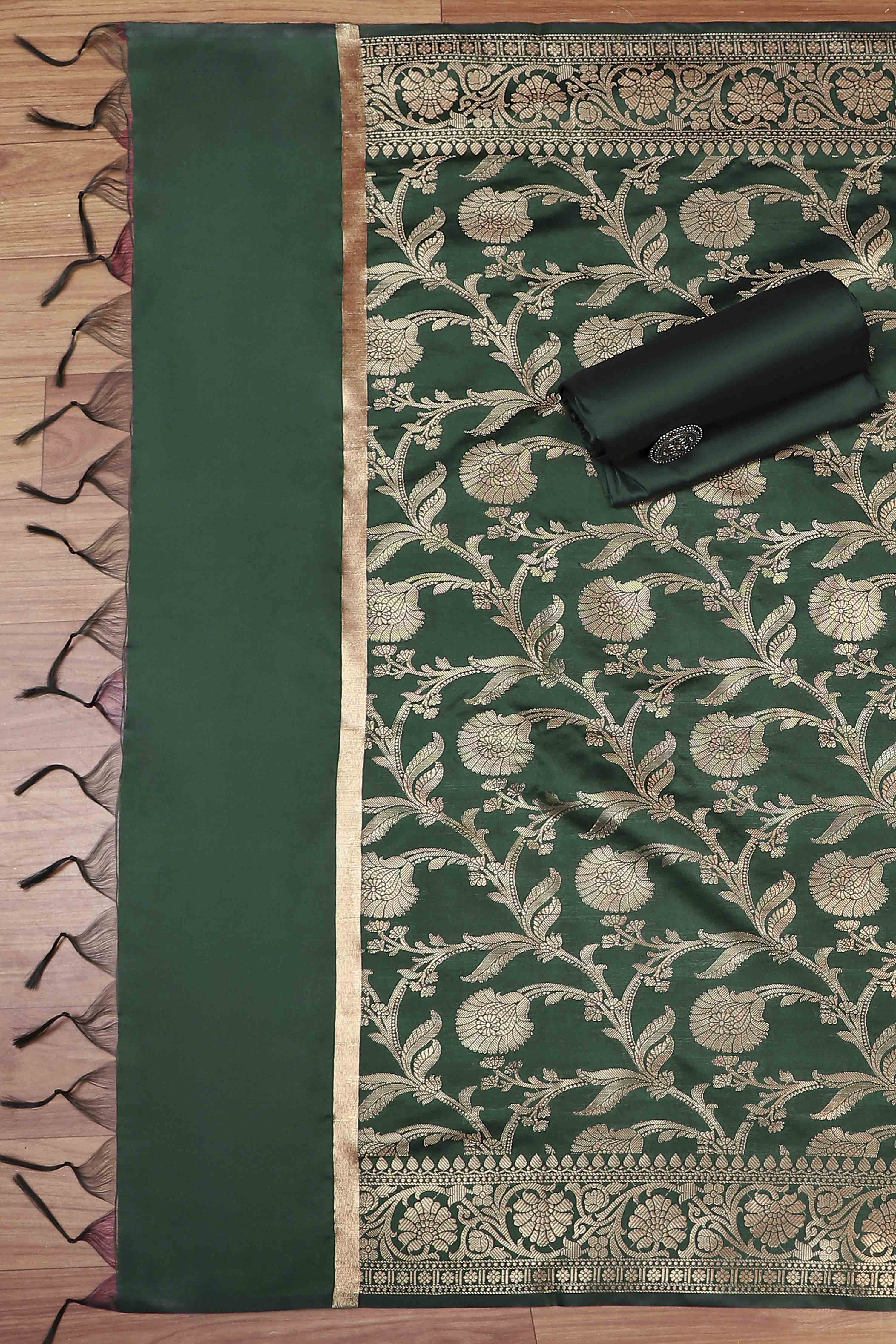 Rama Green Silk Unstitched Suit Set image number 3