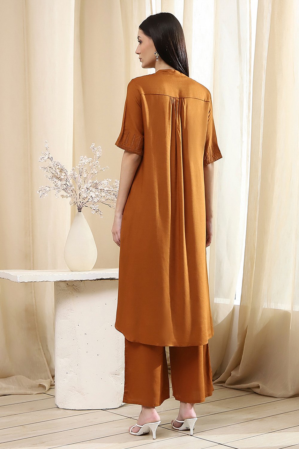 Blush Pink Straight Kurta Set image number 4