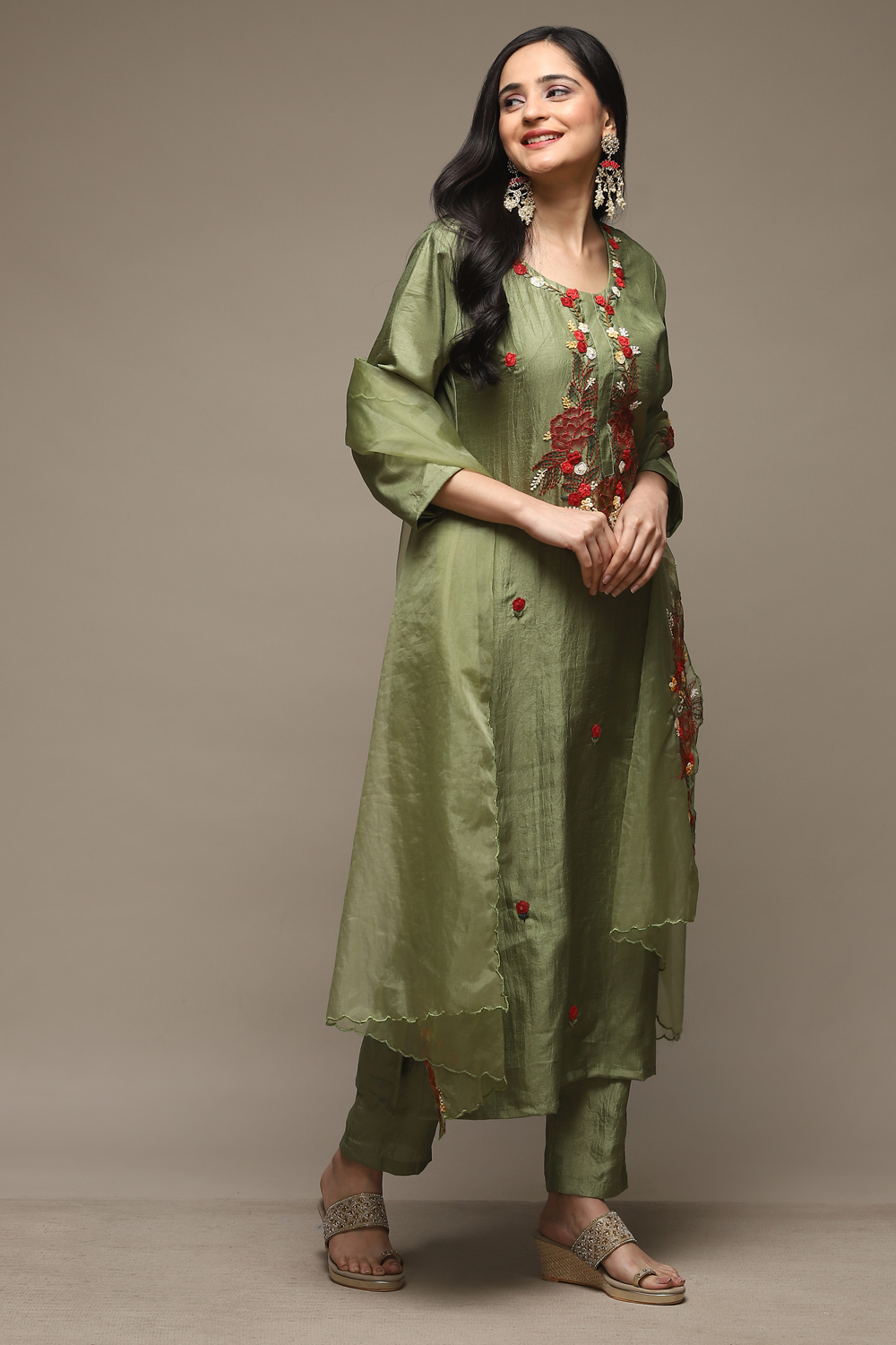 Yellow Cotton Blend Digital Print Unstitched Suit Set image number 1