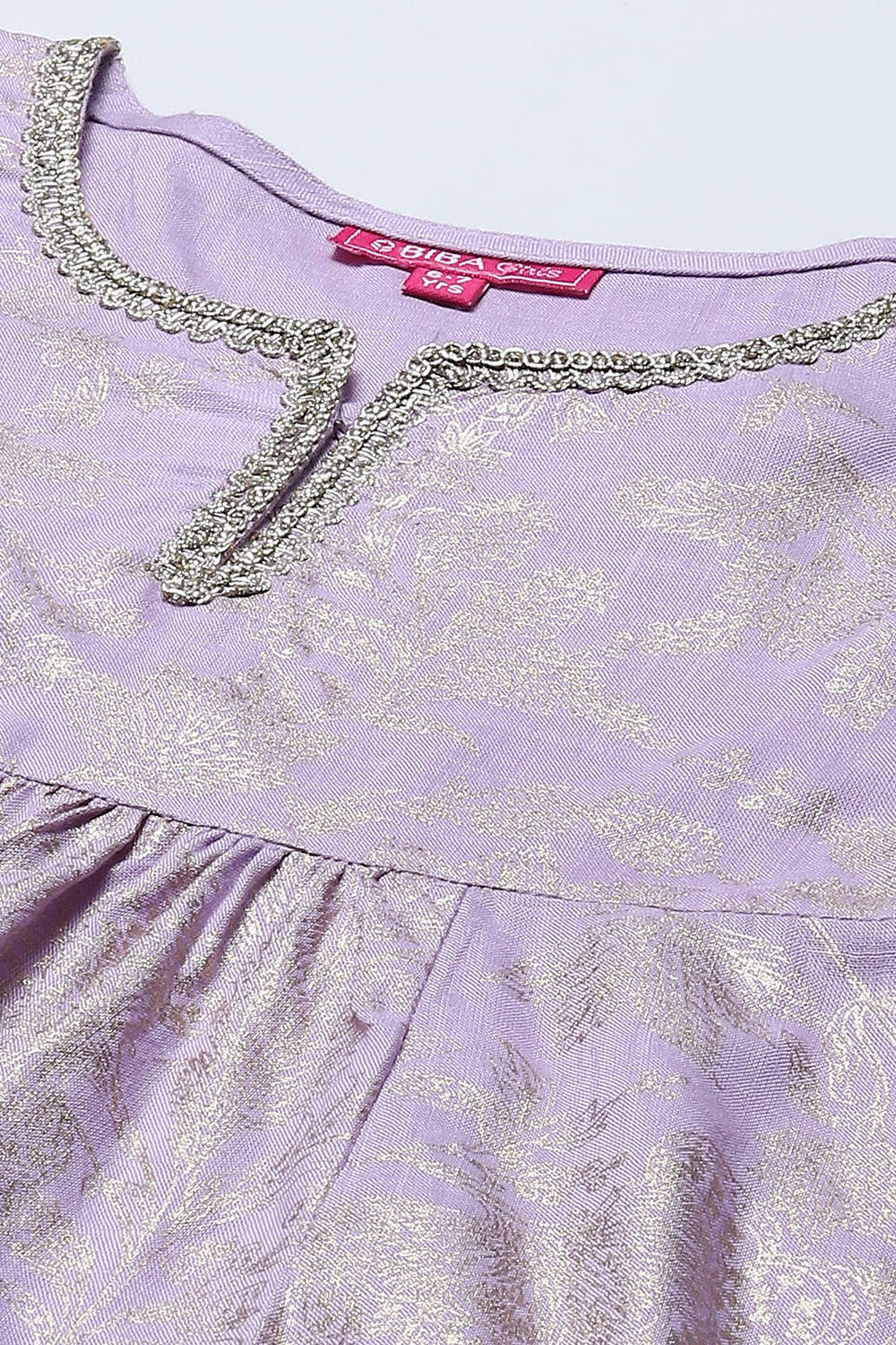 Lilac Rayon Gathered Printed 2 Piece Set image number 1