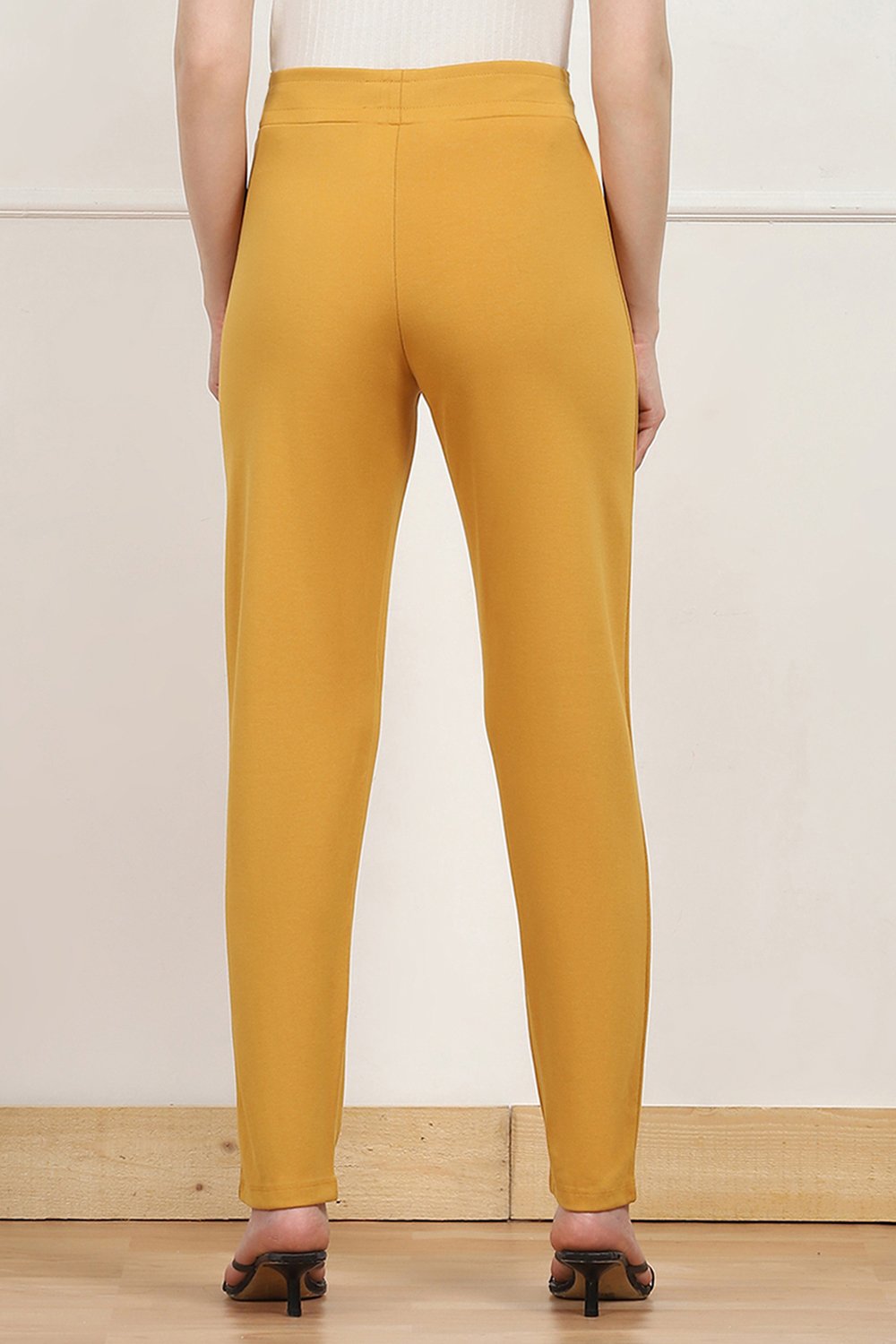 Navy Straight Poly Viscose Leggings image number 5