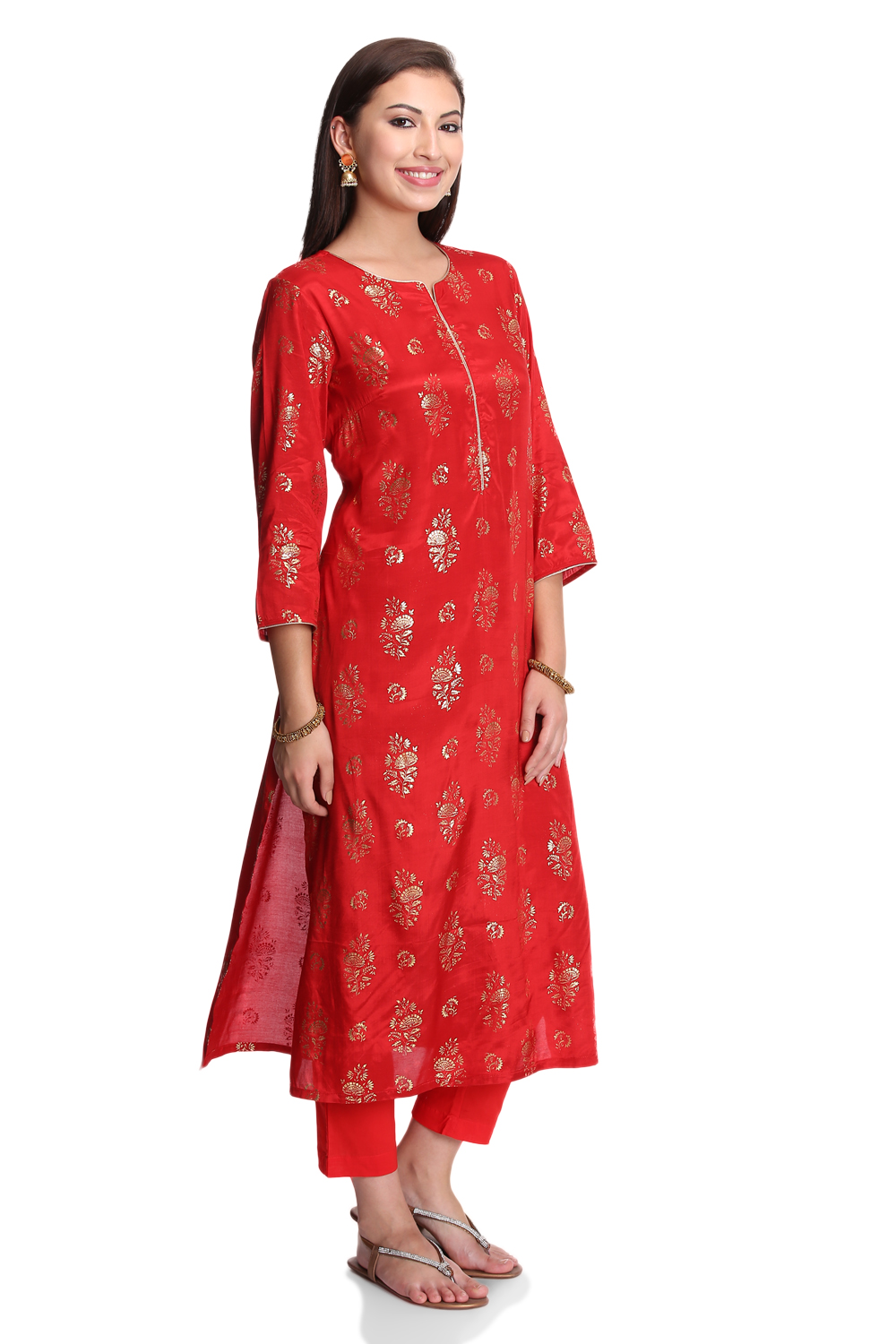Fuchsia Viscose Straight Printed Kurta image number 2