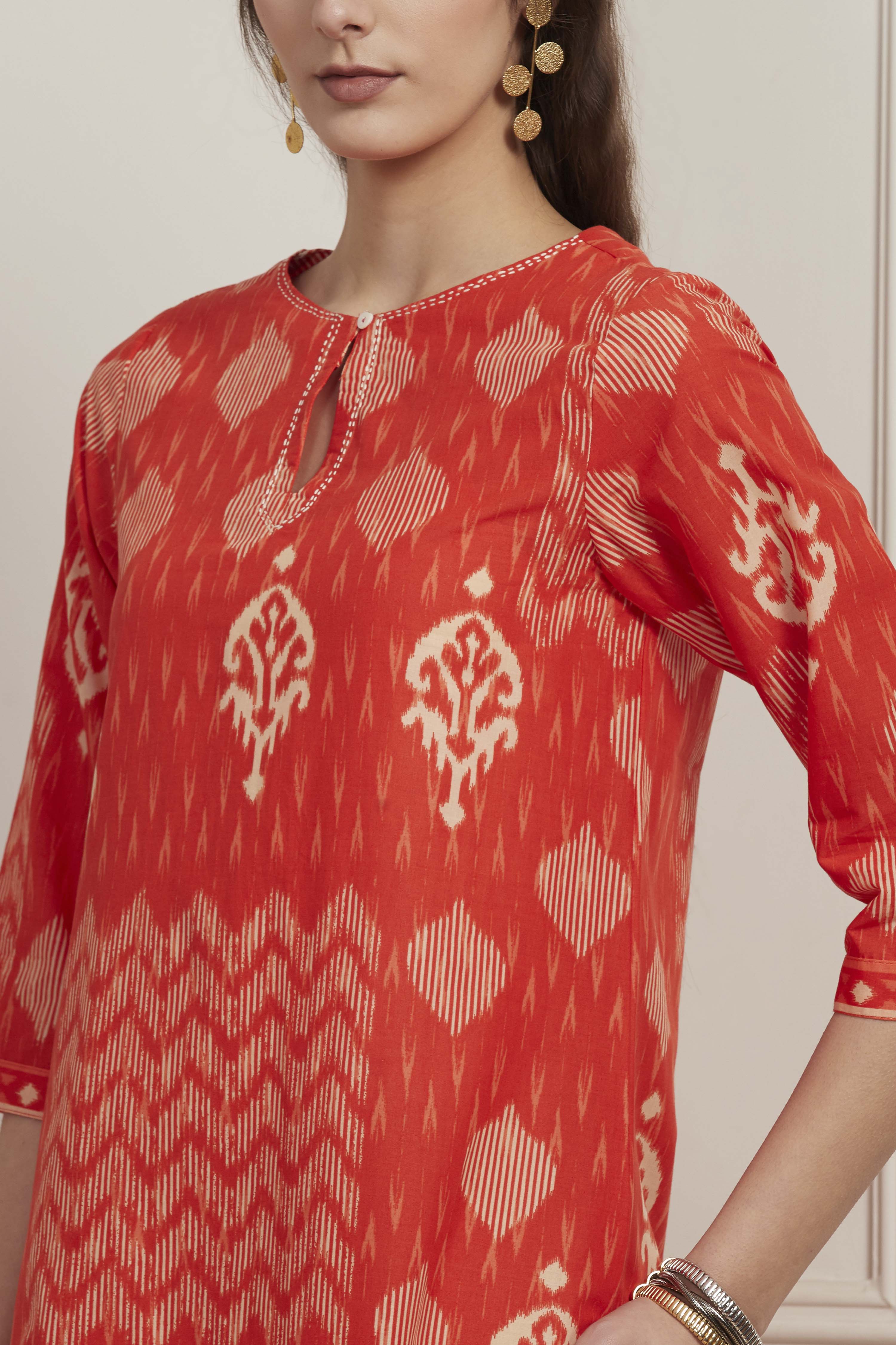 Black Cotton Printed Straight Kurta image number 1