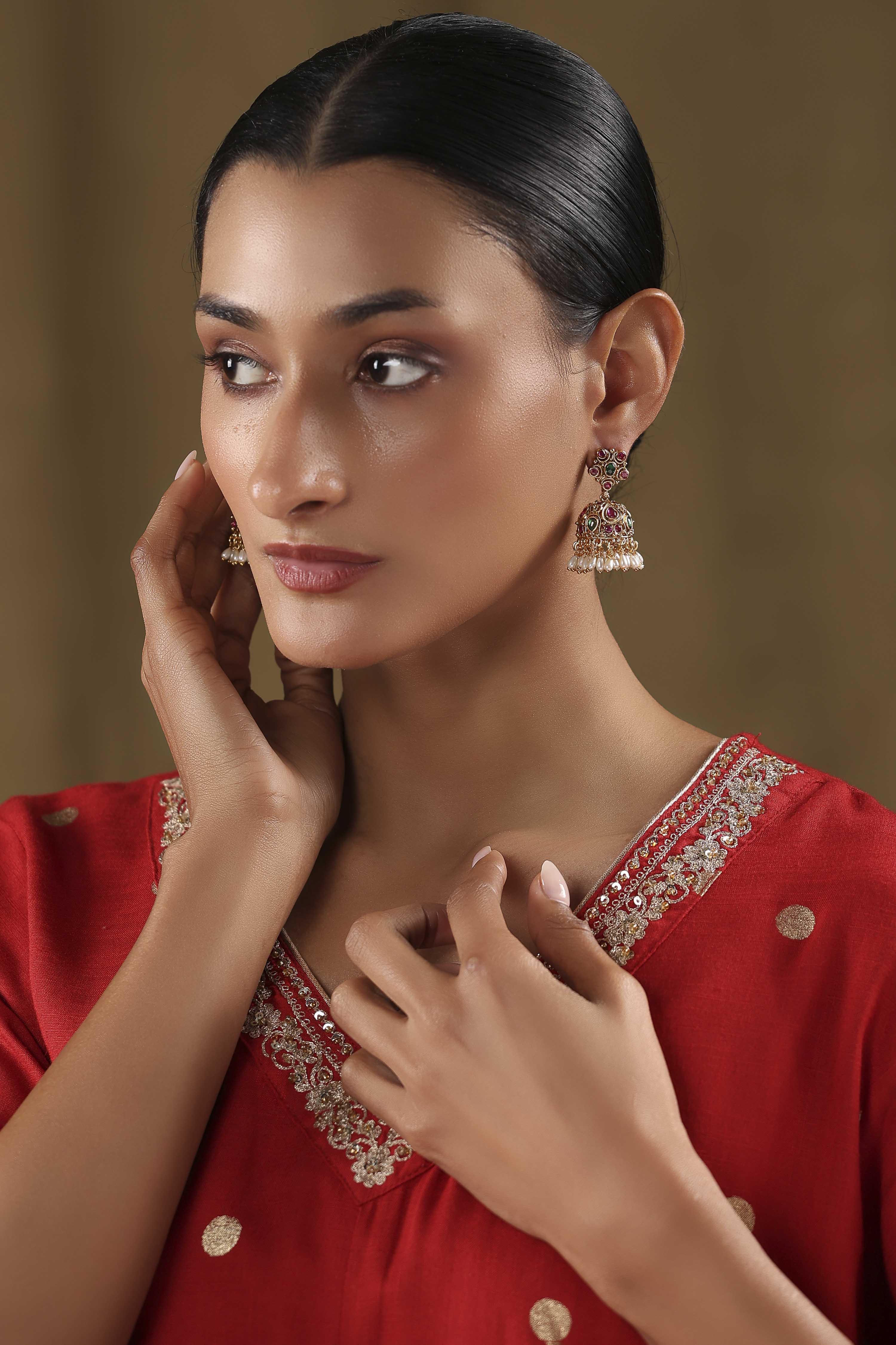 Gold Brass Jhumka image number 3