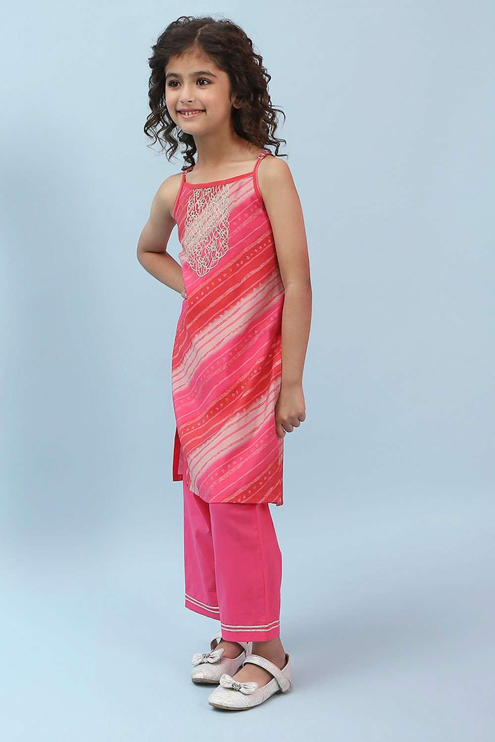 Pink Viscose Blend Kurta Pants Set image number 1