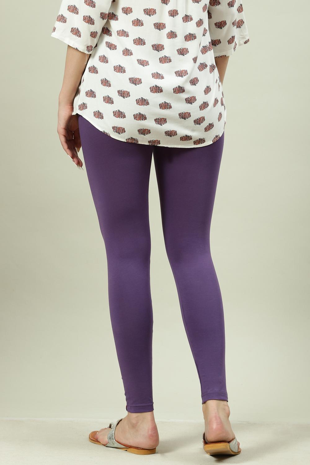 Black Cotton Blend Solid Leggings image number 4