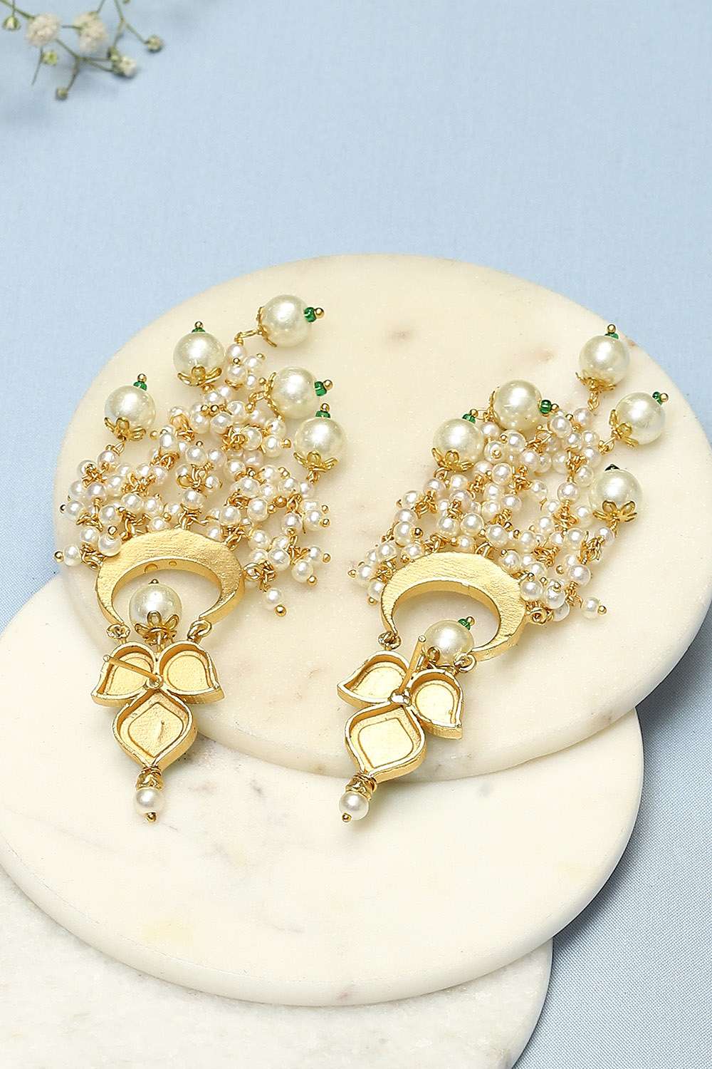 Mint Green Brass Earrings image number 2