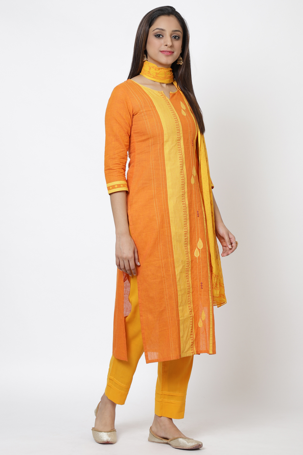 Rust Embroidered Easy Stitch Suit Set image number 3