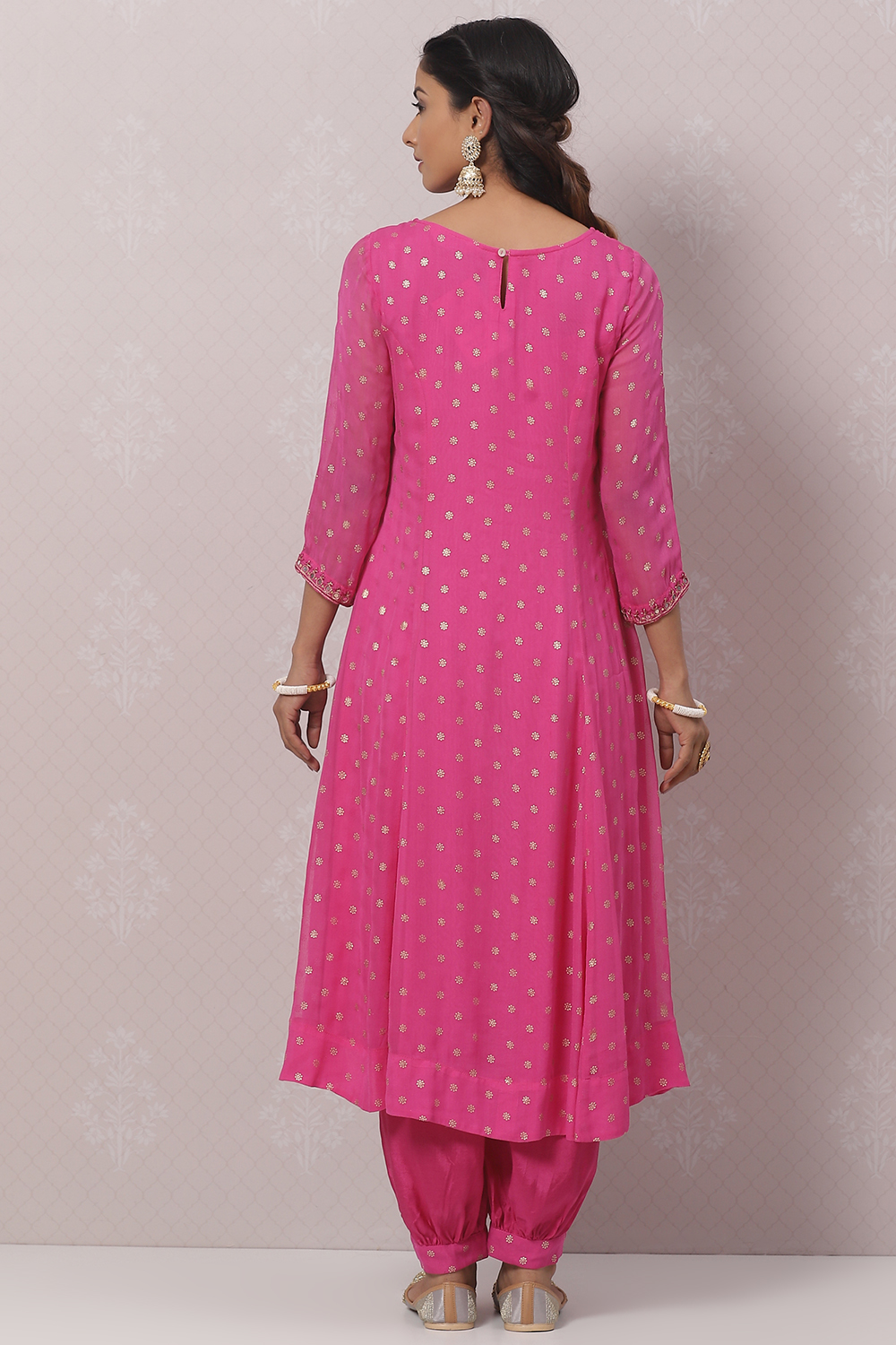 Fuschia Art Silk Asymmetric Kurta Set image number 4