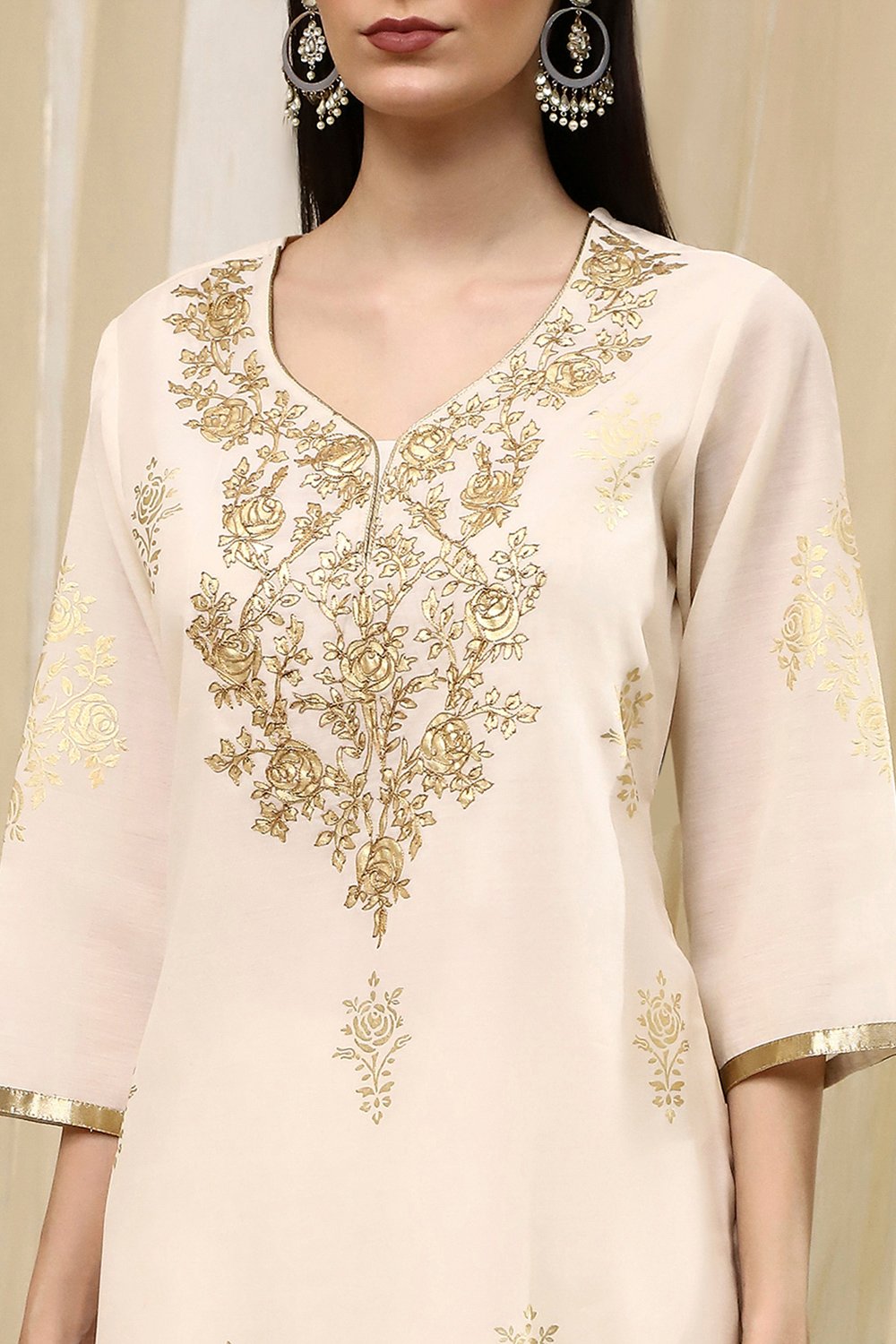 Mehendi Green Poly Chanderi Straight Suit Set image number 1