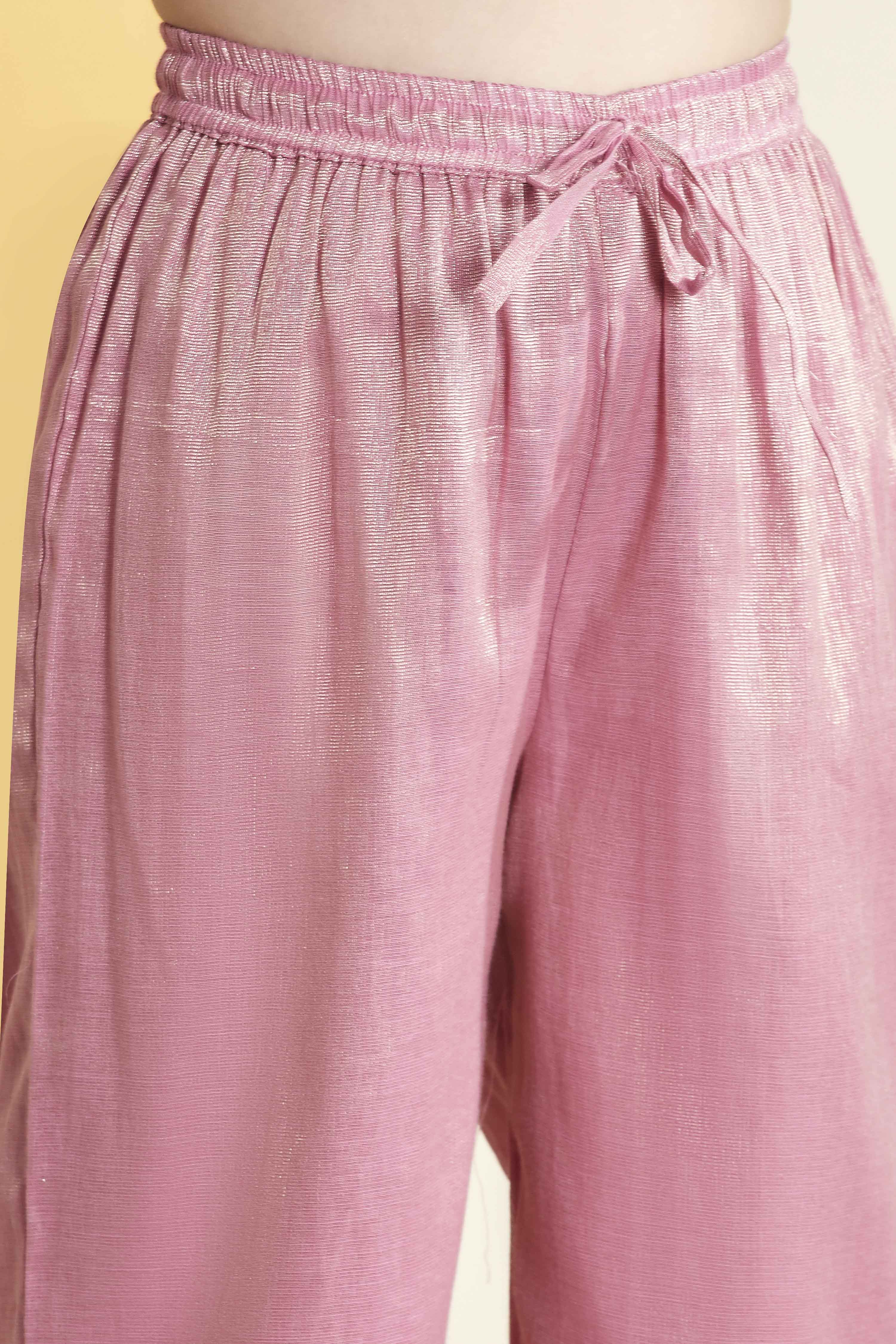 Pink Solid Peplum Viscose Rayon Kurta Set image number 2