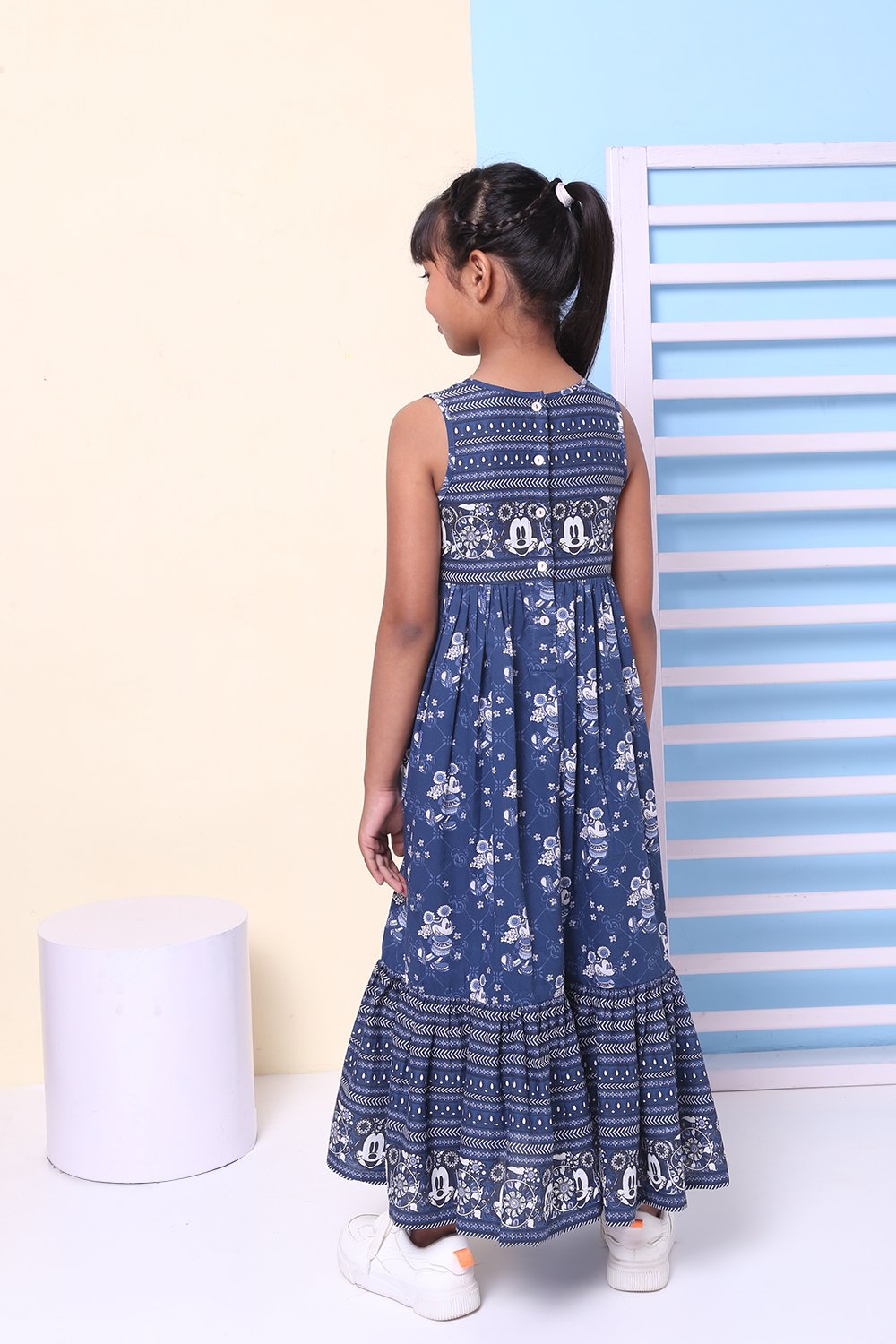 Blue Cotton Indie Mickey Printed Dress image number 6