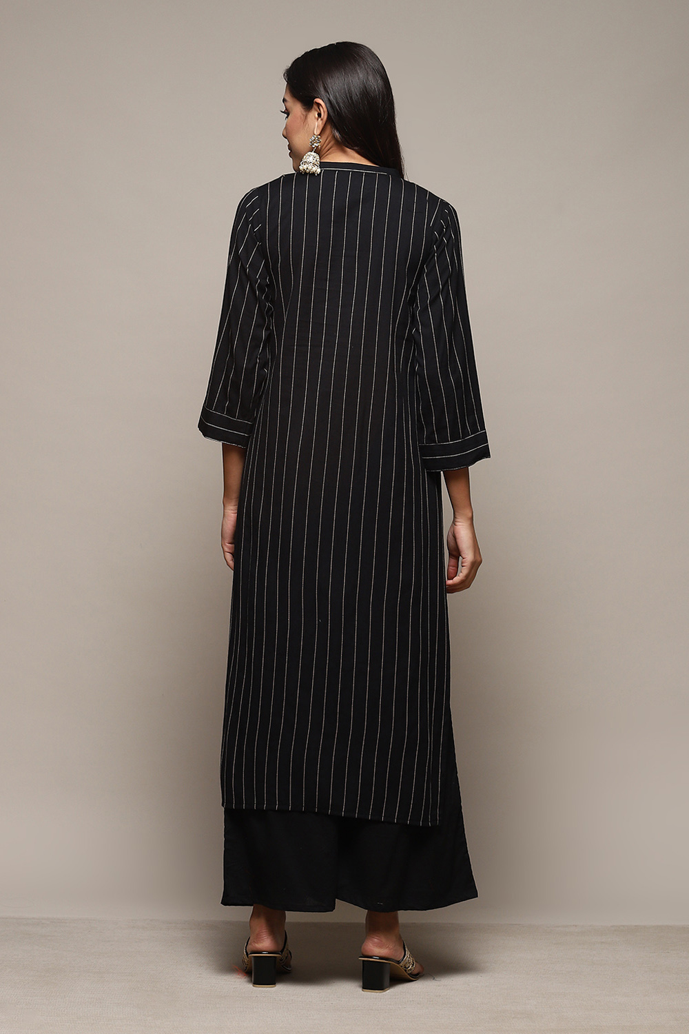Black Cotton Hand Embroidered Unstitched Suit Set image number 5
