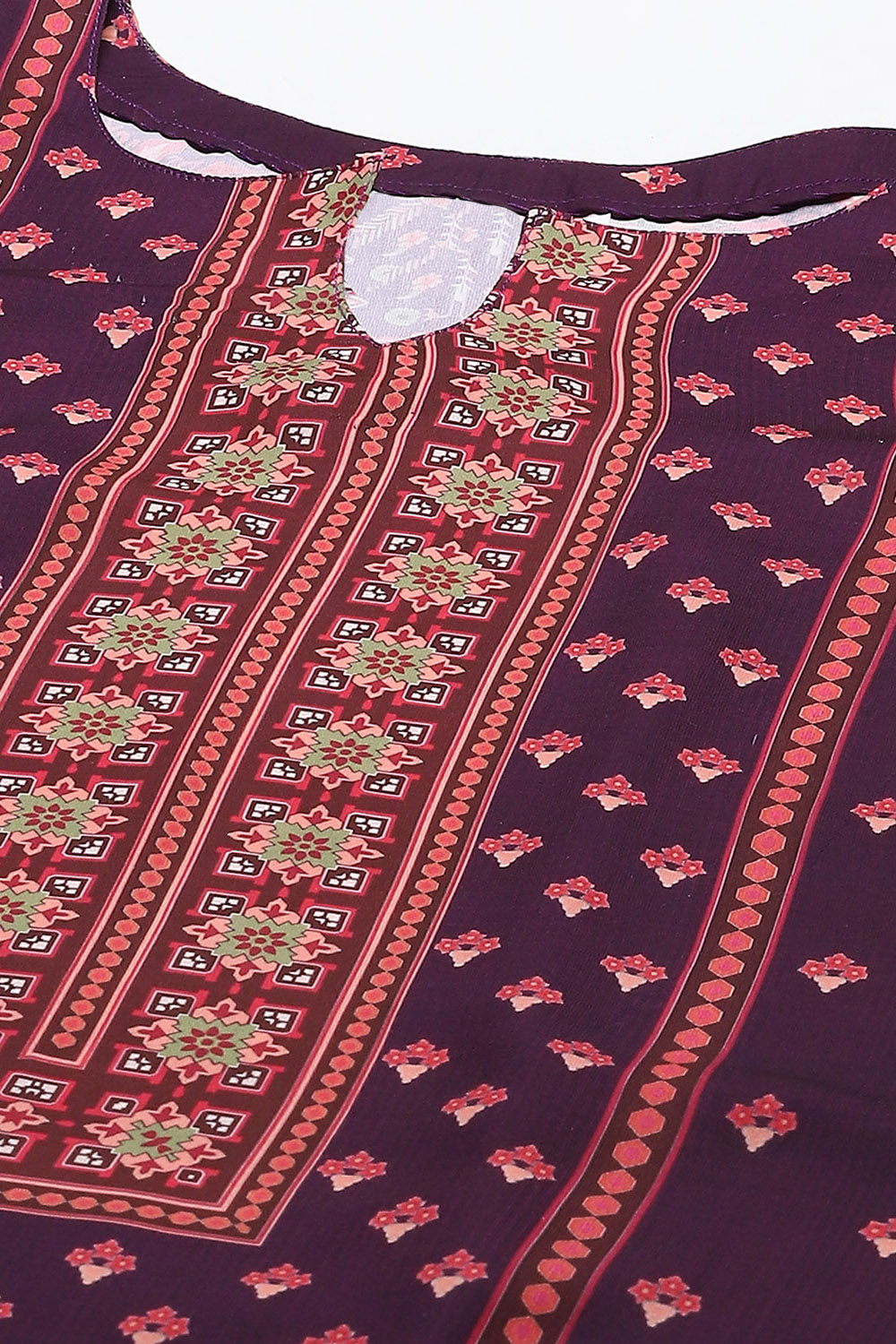 Wine Cotton Blend Digital Print Unstitched Suit Set image number 2