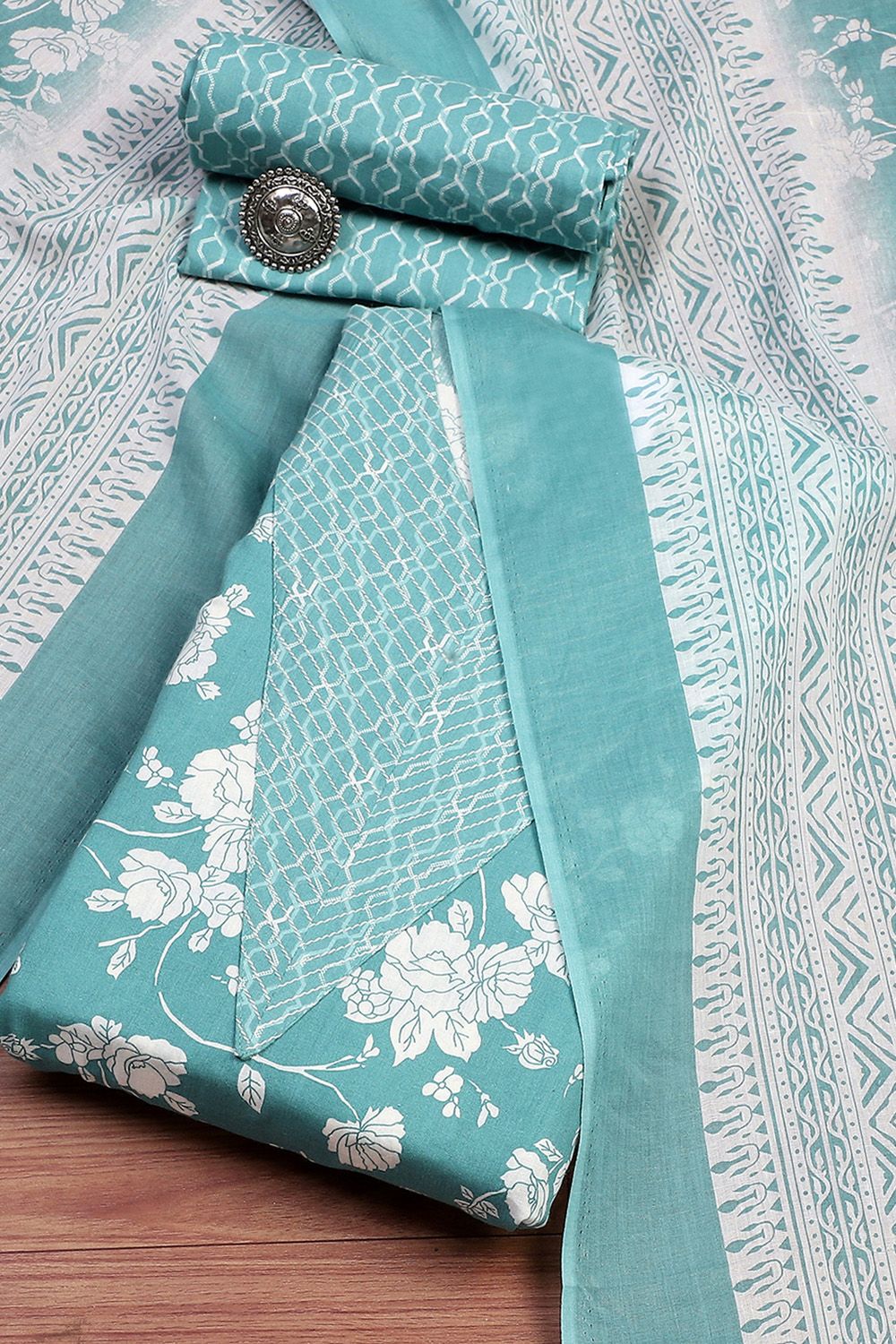 Rama Cotton Screen Print Unstitched Suit Set image number 0