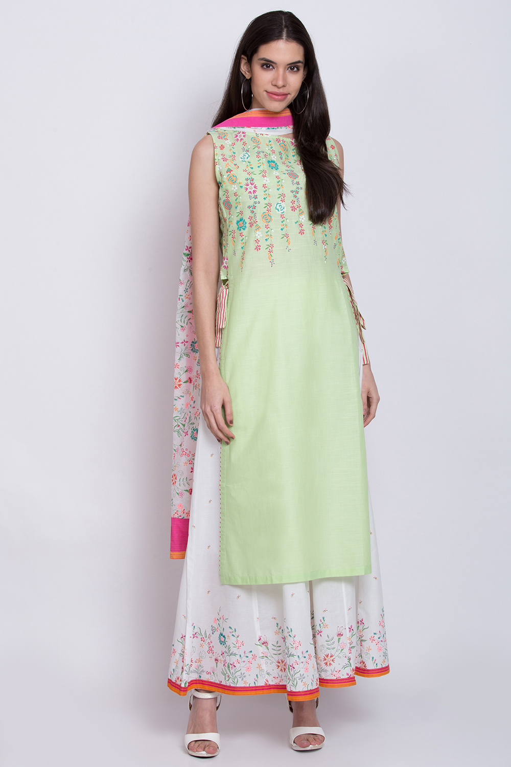 Green Cotton Straight Printed Kurta image number 2