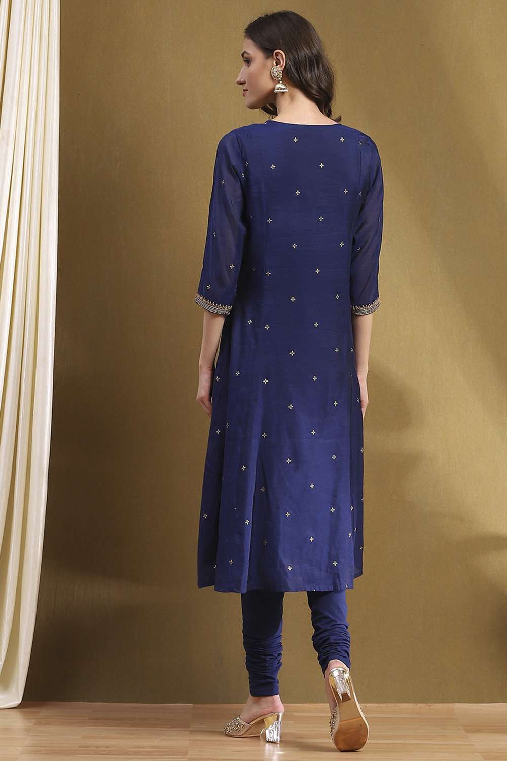 Red Embroidered Festive Kalidar Suit Set image number 4