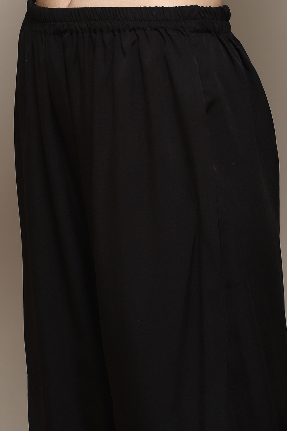 Black Cotton Blend Digital Print Unstitched Suit Set image number 3