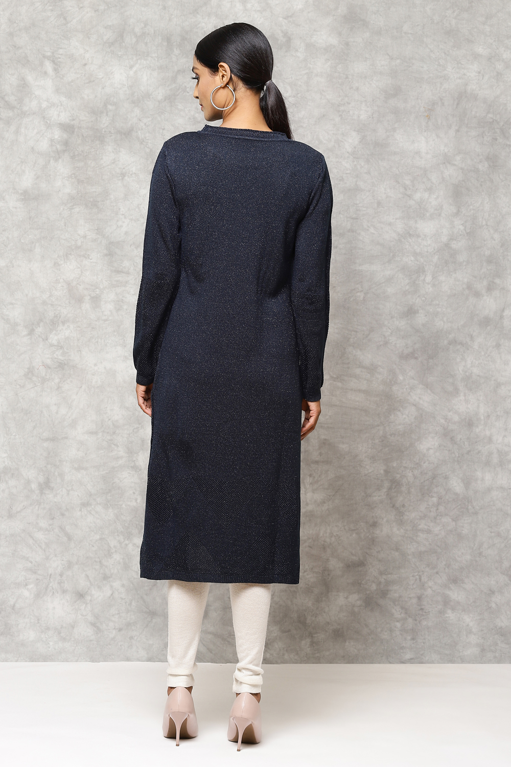 Midnight Blue Straight Acrylic Kurta image number 4